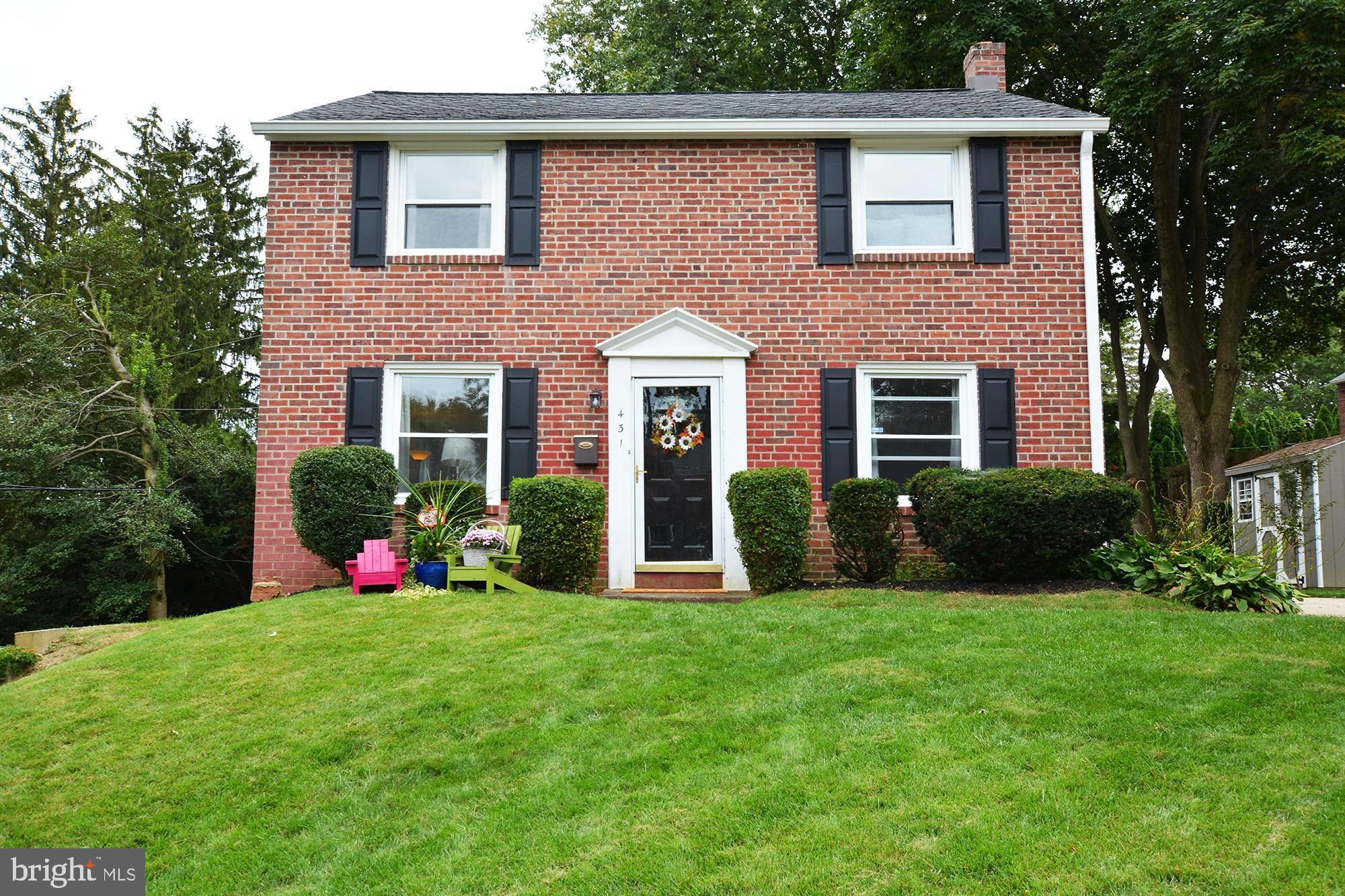 An Awesome, Well Maintained Colonial in the Rolling Green neighborhood of Springfield Township! Walk in to the spacious living room adjacent to the formal dining room! Freshly painted throughout, the Hardwood Floors Gleam! A Bright, Modern Kitchen awaits your culinary delights! A New Powder room completes the first floor. Upstairs are the Three good-sized Bedrooms, and a convenient Full Bath. The Floored attic provides plenty of storage. Downstairs, the lower level is lovely, mostly finished with a Full Bath! The utility room has the laundry and the newer hot water heater. Note the Roof, Gutters, and the attractive Shed are all Newer! The large lot provides plenty of space to play in back. Minutes from the Rolling Green Golf course and Rolling Green Park, a very sought after neighborhood with convenient location to Rt 1 and 476. this is truly a well cared for and very much loved home! A Must See! Note, the gorgeous fireplace is a beautiful carpentry piece, it is not a real fireplace.