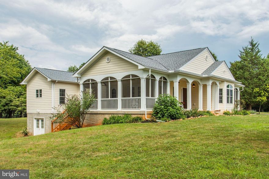 Custom built by award winning Golden Rule Builders this incredibly designed home offers spacious main level living & 3 delightful porches. Built to last construction & sophisticated finishes include Anderson windows that fill this home w natural light. Full walk-out basement w rough in bath. A stable & board fenced pasture awaits your horses. Quiet country setting conveniently close to Warrenton