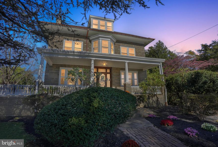 It's a Wonderful Home!  If you know it you'll feel it.  Here's a rare opportunity to buy a distinctive Upper Roxborough stone single that oozes with original colonial charm and offers approximately 4400 sq. ft. of fine living space.  Solid built with enduring craftmanship that is unfound in today's construction.  Featuring the grandeur of a center hall colonial foyer with symmetrical layout and original wide entry door with leaded glass transom, original exposed ribboned hardwood floors, grand staircase with turned landing with window seat, stunning original colored glass light fixtures, original wall light sconces, original pocket  doors, expansive wrap around front porch overlooking specimen plantings.  The formal living room offers a beautiful fireplace with mantle and pocket doors to the extra large formal dining room with swinging door to a pantry, a large study has pocket doors for privacy, a powder room, breakfast room and working kitchen complete the 1st floor.  The 2nd floor has 4 gigantic bedrooms with ample closets and a hall bath.  The 3rd floor boasts a prenominal super large front bedroom that could be converted into a master suite, 2 additional large bedrooms and a hall bath with original claw foot tub.  An expansive full basement offering tons of storage space and a workshop and storm door to rear yard, The house sits high above a wide Upper Roxborough street offering great privacy.  Floor plans are  for illustrative purposes only and may not reflect exact measurements.  Located just minutes from the IVYRidge train station and highway  routes 76, 276, 309, 476 offering travel convenience.