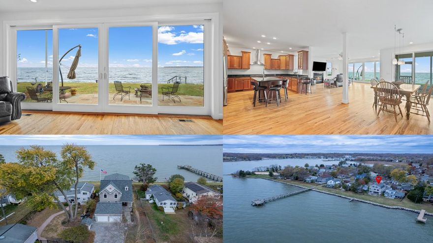 ** If you want the best views in town, this is the home for you, with Southeastern views that just get better the further up you go!! This three level, over 4,100 square foot home has so much to offer it is hard to know where to begin.  Located in the Owings Beach Community of Deale, MD, this home offers 4 bedrooms, 2 and a half baths, three full floors of living as well as a two-car detached garage with storage above.  When you walk into the main floor of this home you are immediately struck by the beautiful views of the Chesapeake Bay, and if you can pull yourselves away from the views, you will see a fantastic kitchen with updated appliances and solid surface counter tops, two sinks each with their own disposals, a built in wine fridge, as well as hardwood floors that run throughout the entire home.   The living room features a propane fireplace, brand new sliding doors to the outdoor paver patio area. The dining area also walks out onto a lovely screened in porch.  Additionally on the main level you will find a large pantry/utility room, a half bath, the laundry room as well as additional storage.  Moving up to the 2nd level you have 4 bedrooms and 2 baths.  The primary bedroom offers a walk out deck for those morning sunrises, as well as a full ensuite to include a new double vanity, a soaking tub and large walk-in shower.  There is a hallway bath that serves the 3 other bedrooms on this floor that has been recently updated with new lighting, counter-tops and vanity.  The third level is something to see :) it is a large open space that could be used for a media room, a bunk room, an exercise room, the possibilities are endless in this space. There is also a very large storage area on the third floor that is more than anyone could ever need for storage!  The entire home has just been professionally painted to include walls, ceilings and trim.  A new roof was installed this year, and the HVAC was replaced in 2021.  The exterior of the home has been professionally "soft washed"; landscape readied for winter; and the crawl space has just been professionally redone.  This home is move in ready! ***If you work in DC and would like to take the MTA Bus - bus 820 leaves from the Equestrian Center in Upper Marlboro and makes stops at 7th & D as well as other stops in DC. The Equestrian Center is 24 minutes from this home. ***