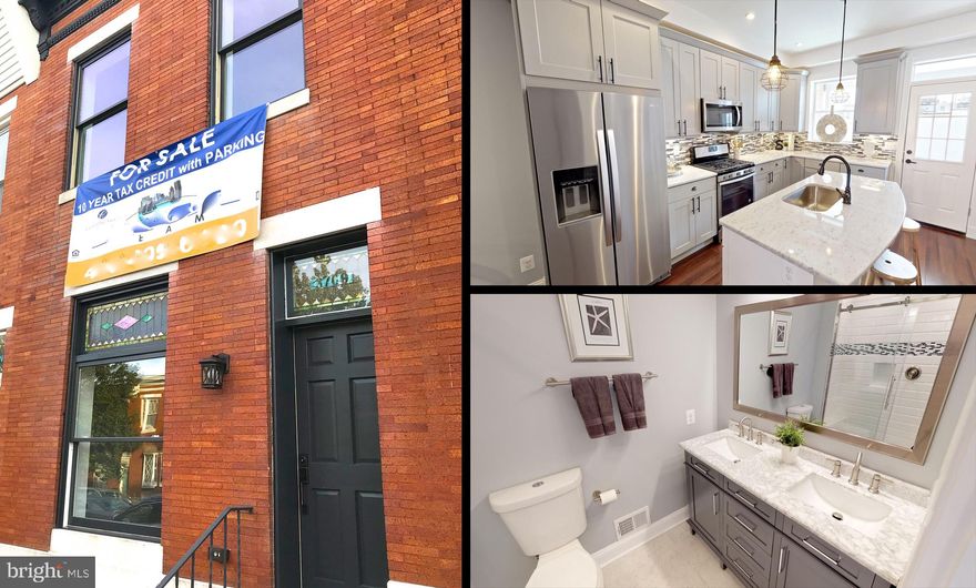 10 YEAR HISTORIC TAX CREDIT REHAB W/ PARKING. CHAP TAX CREDIT PENDING. 4 BEDRMS & 3.5 BATH.  HALF BATH ON MAIN LEVEL! GORGEOUS FINISHES W/ WHITE CARRARA MARBLE IN THE KITCHEN & BATHS. CLASSIC WHITE SUBWAY TILES W/ GLASS MOSAIC IN THE SHOWERS. DARK HARDWDS, DECK, TREY CEILING, GRAY HARDWD TILE & GLASS TILE BACKSPLASH. EASY PARKING ON A QUIET STREET.  FINISHED BASEMENT WITH GREY HARDWOOD TILE . CLOSE TO GREAT SHOPPING & RESTAURANTS. MODERN STYLE!