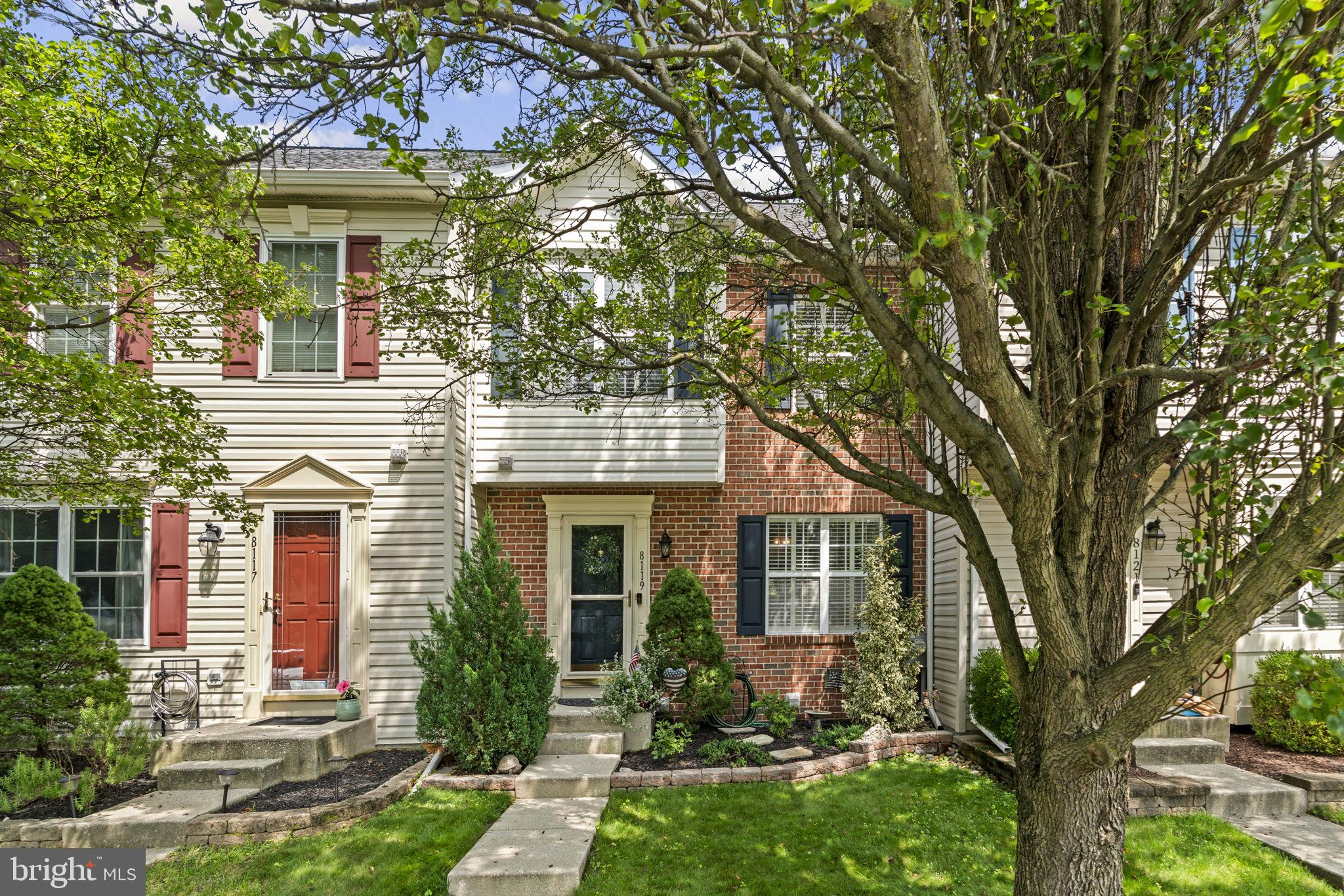 Welcome to this charming brick-front townhome located in the well-established neighborhood of Farmington Village, featuring a blend of townhomes and single family homes, tree lined streets, well maintained common areas, and an abundance of mature landscaping that creates a welcoming, park-like setting. Residents enjoy a variety of amenities designed for recreation and relaxation, including multiple playgrounds, community pool, tennis courts, clubhouse, and scenic walking paths that wind through the neighborhood’s natural setting. Inside, the home spans three finished levels. The main level features hardwood flooring in the living room, with a pass-through window opening to the kitchen for easy flow and conversation. The rooms are filled with natural light offered by an abundance of windows. The kitchen includes iridescent granite countertops and stainless appliances, breakfast bar, and a built-in desk area with additional cabinetry—perfect for a home office setup or study nook. The adjacent bright breakfast nook is surrounded by windows and the rear sliding glass doors opens to a large deck and adjoining paver patio and fully fenced backyard that backs to expansive green space—ideal for outdoor enjoyment. There's also a convenient half bath on this main level. Upstairs, you'll find three comfortable bedrooms. The spacious owner’s bedroom on the upper level is enhanced with stylish textured walls, and the fully remodeled hall bathroom exudes luxury with marble-tiled walk-in shower, automatic-closing frameless glass doors, dimmable recessed lighting, soft close cabinets and striking black fixtures. The lower level features a fun sports motif and provides a large recreation room. A full bath adds convenience, while a separate flexible finished room, providing extra space that can easily to your lifestyle needs. The laundry room is also located on this level. Roof was replaced in 2019. Convenient location with easy access to Rts. 10, 97 and 100, along with local Mountain Rd. shopping and restaurants.