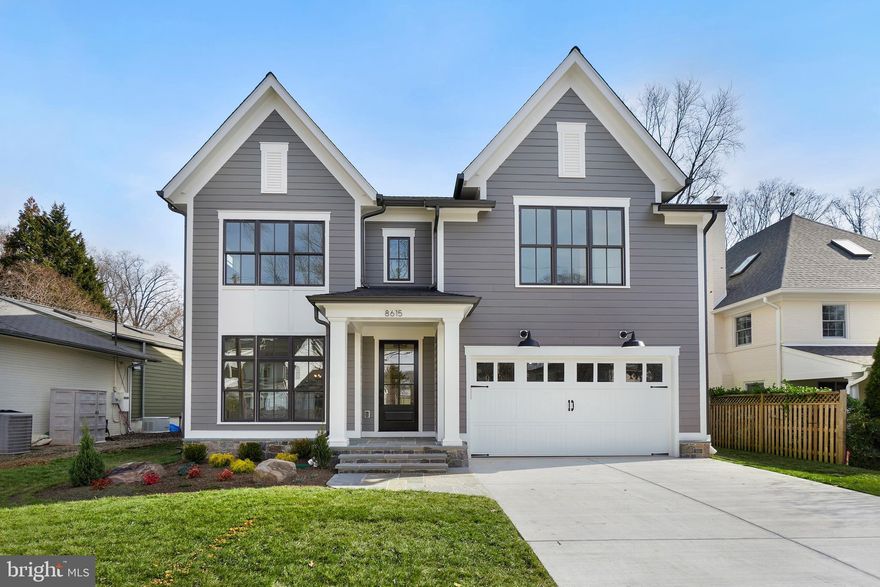 Welcome to 8615 Hempstead Ave a luxurious new build by award-winning Douglas Construction Group, Best Green Builder - Bethesda.  This home includes three finished levels with five Bedrooms, four and a half baths, living room, separate dining room, gourmet kitchen with breakfast area, family room with fireplace, mud room with cubbies, and a sunny command center off the kitchen.  The second floor features the Owners' Suite with two large walk-in closets and a gorgeous spa inspired bath.  There are three additional spacious bedrooms, two full baths and a Laundry Room also on this level.  The finished lower level includes a fifth bedroom, full bath, recreation room, exercise room,  and Utility/Storage Room.  A two car garage and  back porch complete this stately new home.  Located in Bethesda's premiere Broadmoor neighborhood and in the Whitman school cluster make this house your perfect new home.