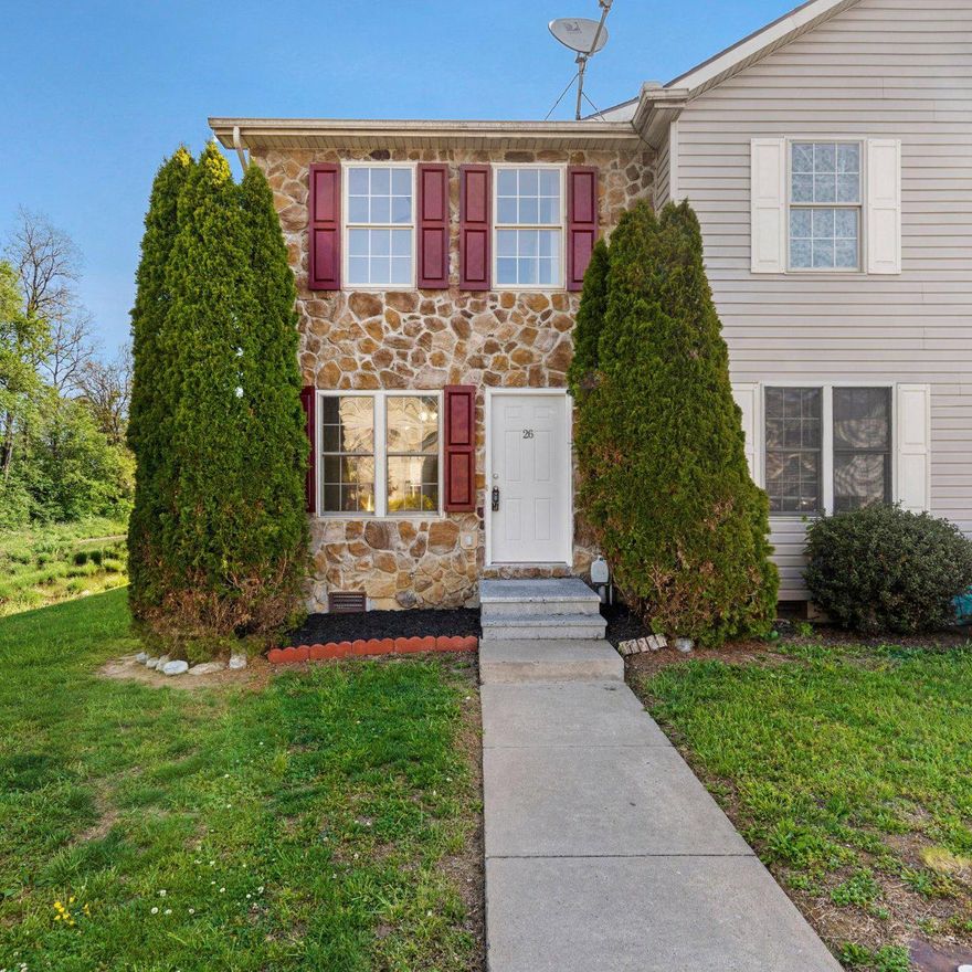 Welcome to 26 Colossians Court, a well-maintained end-unit townhome offering comfort and convenience. This 2-bedroom, 1.5-bath home features a functional layout with bright living spaces and a cozy feel throughout. The main level offers a comfortable living area, a convenient half bath, and an eat-in kitchen with easy access to the backyard. Step outside to your rear deck, perfect for morning coffee or winding down in the evening. As an end unit, you’ll also enjoy added privacy and nearby open green space, giving this home a more spacious feel than most townhomes. Upstairs, you’ll find two nicely sized bedrooms and a full bathroom. The home has been professionally cleaned, making it truly move-in ready. Located in a great commuter location with easy access to major routes, this home offers both convenience and value. Offered at $210,000, this is a solid opportunity for a first-time buyer, someone looking to downsize, or an investor. If you’ve been waiting for something simple, clean, and easy to make your own, this might be the one.