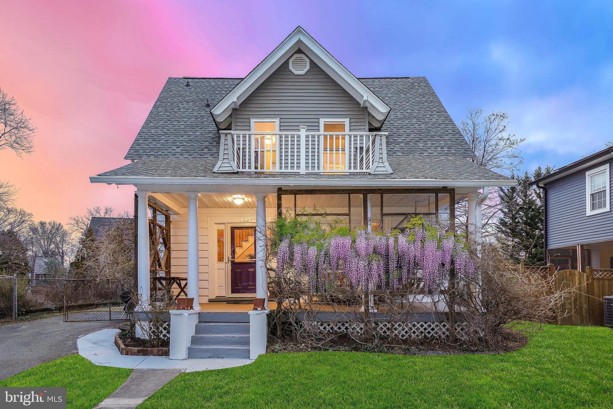 Welcome to 713 Ritchie Avenue, an enchanting Bungalow home with a main-level primary bedroom suite, nestled in the heart of vibrant and friendly East Silver Spring. Built circa 1904, this residence boasts a historical charm and its distinctive architectural details, including vintage fittings, five-paneled wood doors, original hardwood floors, and an abundance of charming nooks and crannies.- balanced by a number of system improvements, including replacement windows, a newer roof and gutters, and other contemporary systems, and an updated, eat-in kitchen!
This thoughtfully designed home features a covered front porch draped with wisteria vines. The welcoming foyer leads to the sun-lit living room through French doors, where crown molding adds a touch of elegance. The living room seamlessly connects to the dining room, which enjoys abundant natural light from two exposures and includes a convenient built-in China cabinet. The spacious, updated kitchen is highlighted by stone and wood countertops, display shelving, a custom banquette, gas cooking, ample prep space, and access to the side yard with garden boxes.
The primary bedroom addition offers built-in shelving, peaceful backyard views, an updated attached bathroom, and a laundry closet. The main level also includes a coat closet for added storage.
Upstairs, there are three light-filled bedrooms with stunning wood flooring, a renovated bathroom, and a delightful nook. The lower-level basement is unfinished and provides excellent storage capacity.
Outside, the expansive, level fenced backyard features multiple garden beds, offering an ideal setting for outdoor entertaining and recreation. Additional highlights include a shed, a private driveway, and a covered front porch. This house will delight you at every turn!
Enjoy the unique character of this welcoming neighborhood, which provides a wonderful sense of community and easy access to shopping, dining, and entertainment in both downtown Silver Spring and eclectic Takoma Park. Located approximately 0.9 miles from the MARC Train Station and the Red Line Metro Station, this home offers outstanding connectivity and urban convenience.