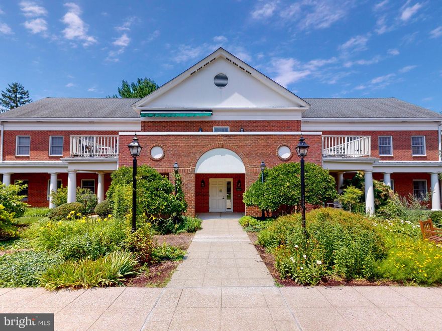 Welcome home to THE SQUARE This spacious 1,488 square foot  home featuring 2 bedrooms and 2 full bathrooms offers the convenience of ground level living, including close proximity to the assigned garage and driveway parking spaces, situated next to the Clubhouse where you can enjoy delicious daily meals, countless amenities, and a vast array of health and social activities and calendared events and activities. This home has  gleaming hardwood flooring, crown moldings, custom kitchen cabinets, granite kitchen countertops, stainless kitchen appliances, finely crafted built-ins, generous closet spaces, and quality window treatments throughout. The terrace off the living room offers a peaceful outdoor setting in the warm season and the living room fireplace provides cozy warmth in the cold season. Brightwood is a very special and senior living gated community in beautiful Lutherville-Timonium, including gym, pool, club house, stunning grounds, beauty salon, library, laundry service, concierge, weekly cleaning services and more!.   This amazing home on The Square at Brightwood will go quickly, get in before it is too late!