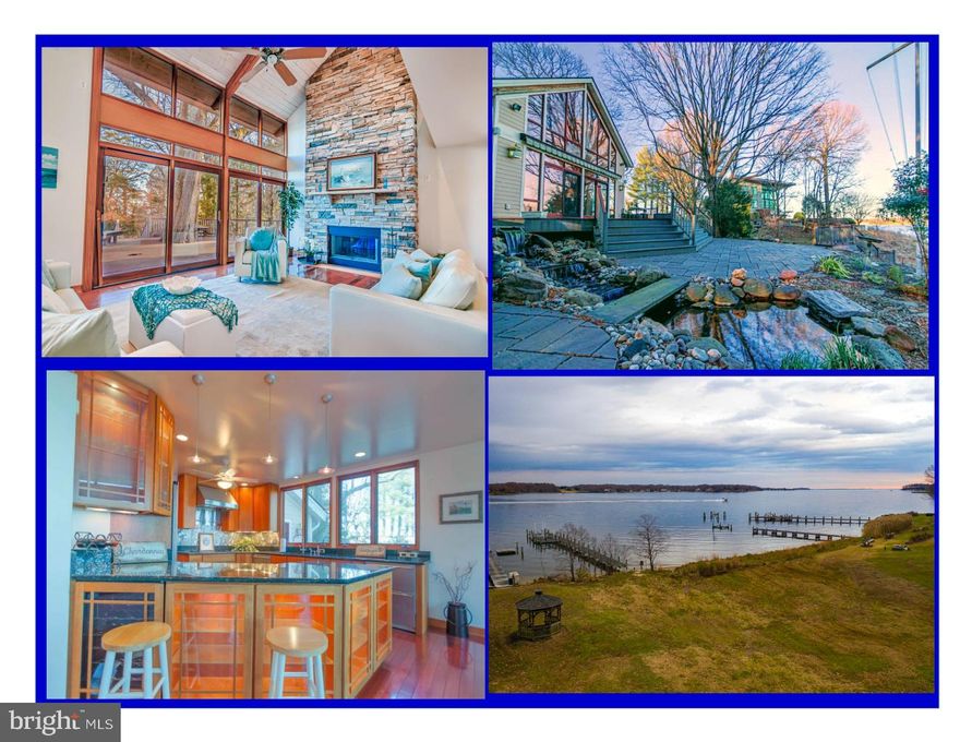 OPEN HOUSE - SAT. SUN. Feb. 8th & 9th - 11am to 2pm, 15th & 16th - 11am to 1pm - * Thank You to Everyone Who Came to Our First Two Opens we Had a Big Turn Out of Buyers! If You Haven't Seen the Property Yet it's a Must See and Will Not Last Much Longer!* Amazing Custom-Built Waterfront Estate Resembling a Ski Chalet sited on almost 2 Acres in Edgewater, MD, boasting a modern open floor plan.  Chef's Designer Kitchen including two cooktops, two refrigerators, wine cooler, ice maker, warming center & more! Many sizable rooms not to mention your personal gym complete with sauna, heated floors, & walkthrough shower. Great Room with 2-sided stacked-stone fireplace, cathedral ceiling & heated floors.  In addition, two baths are equipped with air therapeutic tubs & one bath with a whirlpool tub.  A basement and oversized 2-car garage including space for an Au Pair apartment complete this picture. So get cozy at either of the two fireplaces, entertain on your huge deck & patio listening to the waterfall fish pond & take in the expansive views or hop on your boat/wave runner where the South River awaits! Spacious & private is what this home has to offer yet just minutes to Downtown Annapolis.  Hurry before someone else takes advantage of this incredible offering!