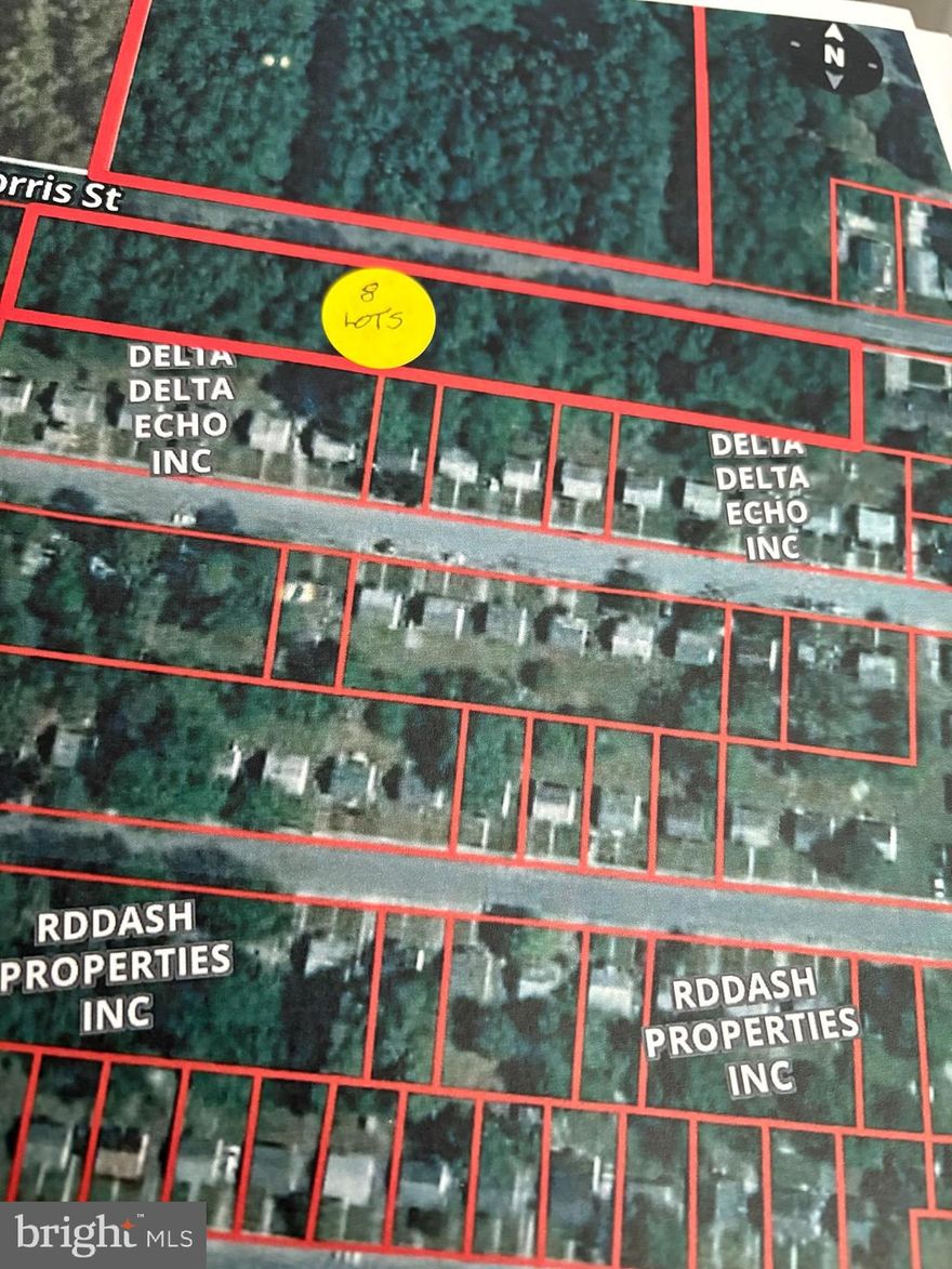 8 Single Family Residential Building lots with possible  public water and sewer 
Lots 41.42,42,43,44,45,46,47 and 48 on the south side of Morris Street
Tax Map 0038  Grid 0001 Parcel 0284
Each lot is Appox 8,750
Lots sold in fee simple