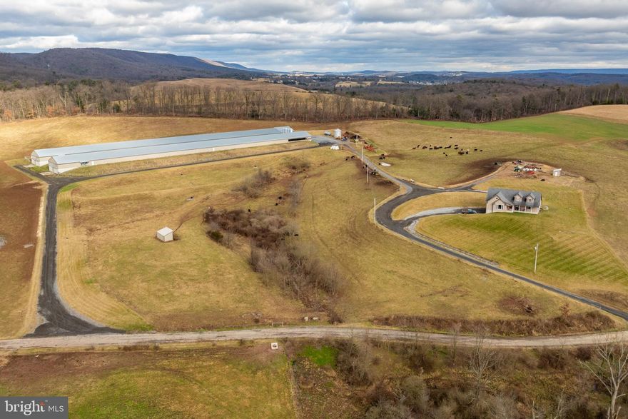 Auction Date - Monday, March 11, 2024 @ 1 PM - Listed price is an opening bid only and is not indicative of the final sale price. Real estate: 151 acre certified organic farm w/custom 1 1/2 story frame/vinyl raised rancher w/3,843 SF finished area. Large eat in kitchen w/custom stained cherry cabinets, island & appliances. Large dining area, living room, large foyer, 1st floor laundry/mudroom, 5 bedrooms, 2 1/2 baths, office (could be 6th bedroom), playroom, full basement w/poured concrete walls. Geo thermal heat. Low maintenance exterior w/covered soffit, fascia & insulated/tilt double pane windows. Covered front & rear porches. 2 car garage. Out buildings: (2) 46x564 Zeiset Equipment built layer chicken houses w/equipment (currently under contract w/Heritage Poultry Management), 46x40 egg packing room w/equipment & cooler w/1 overhead door & storage/utility rooms, (4) 18-ton feed bins, 3,000-bushel grain bin w/air floor & sweep auger & 24-ton hopper bin (not erected). Appointments needed to see chicken houses. All on 151 acres w/approximately 108 acres tillable, approximately 11 acres woodland & farm all fenced in w/multiple run-in sheds, feed bunkers & stream. Privately located farm at the end of drive. Enrolled in Clean & Green. Potential to expand to more chicken barns. Sub-division potential. Terms 10% down, balance 60 days or before. NOTE: Owners have purchased other property & are motivated to sell! Tremendous opportunity to purchase 151 acre farm w/income producing layer houses w/equipment all included & ready to go w/approximately $250,000 gross yearly income. Approximately $232,000 net yearly income. Custom home built 2015, Chicken houses built 2017.  Convenient location, minutes to Pine Grove, Tower City, Fredericksburg & Bethel w/easy access to Routes 645, 501, I-81 & I-22/78