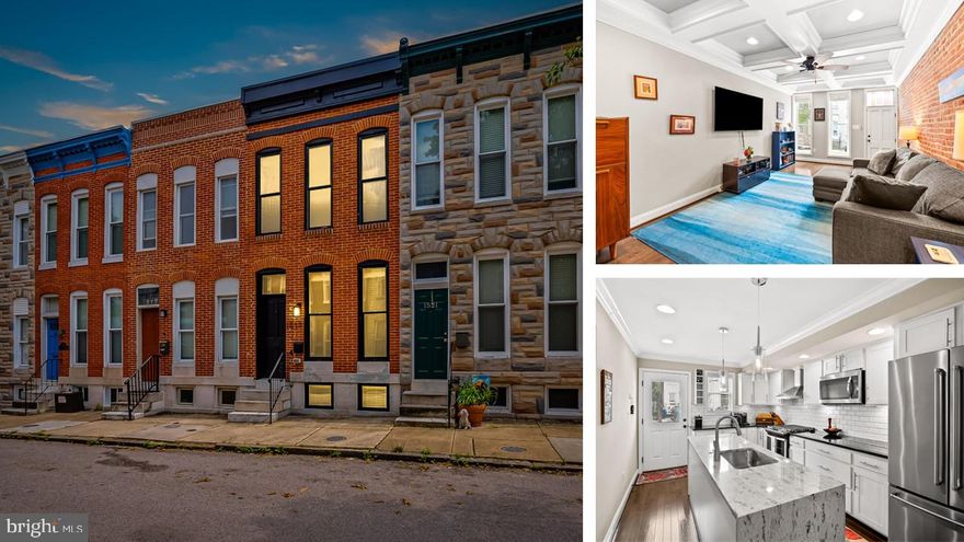 This recently renovated Riverside home with 2 car parking and 3 years remaining on a $6,300+ annual tax credit (savings) is ready for you to move right in. Thoughtfully designed, with hardwood floors, exposed brick walls, and crown molding throughout, this home is nicely appointed and well laid out. The kitchen is the star of the show, with an 8 foot waterfall island, a pantry, range hood, and under cabinet lighting. The living room has exposed brick walls and a coffered ceiling. A hard to find feature in most rowhomes, the main level has a powder room! The primary bedroom is located on the back of the house has a walk in closet and an en suite bathroom, with double sink vanity. Off the hallway you’ll find laundry, a full bath, and access to the roof deck which offers great views of Baltimore. The front bedroom offers 3 windows, a tray ceiling, exposed brick wall, and two closets. The finished lower level provides space for the 3rd bedroom and 3rd full bath. Fantastic location, close to Federal Hill, but far enough away where it is quiet. Easy access to I-95, MARC train Camden Station, the free Charm City Circulator bus, and all within walking distance of Riverside Park. The park has a large playground, public pool, and events throughout the year, like the summer concert series. Take advantage of a move in ready home with massive tax savings and off street parking and schedule your tour today!