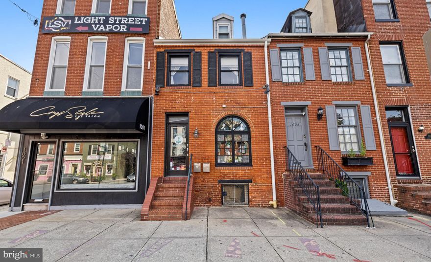 Investment Property available in Historic Federal Hill!  This separately metered 2-unit property features a commercial space on the ground level and one bedroom apartment on the second and third floors.  Currently operating as a skin care salon, the commercial space (C-1 Zoning) has been rented by the current tenant for over 3 years at $950/mth.  The salon is comprised of a waiting room, treatment room, kitchenette, and half bathroom.  The salon has access to the lower level that is currently being utilized for storage and houses the mechanical systems for both units.  Out back of the building you will discover a 1 car parking pad and access to the residential apartment.  The one bedroom, one bathroom apartment offers historic charm and modern conveniences.  The current tenant has been in place for over 3 years at $1350/mth.  Both tenants are on month-to-month leases.  There is a limited schedule to show this property based on the salon’s schedule and the tenant’s work schedule.  Please schedule as far in advance as possible.