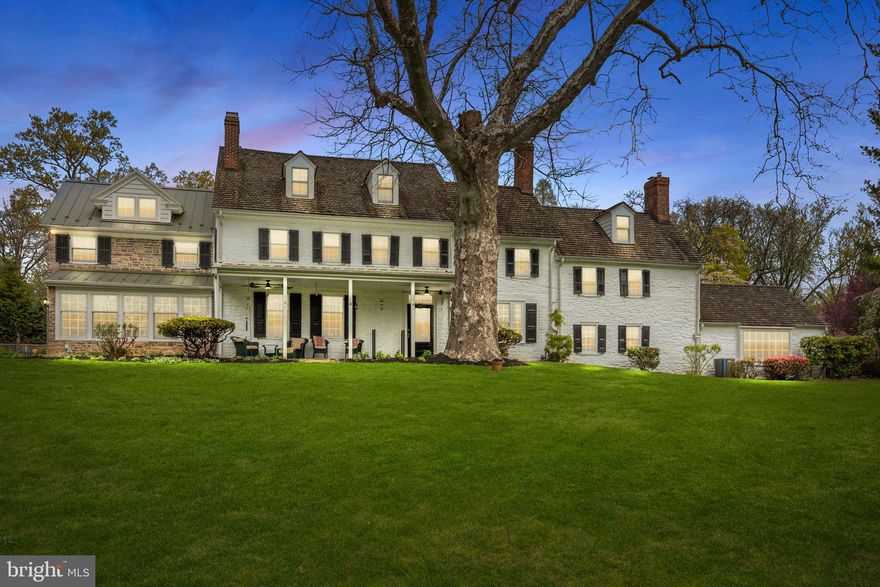 Nestled in the heart of scenic grounds, this stunning Colonial home built in the 1800s, is not just a house - it's a timeless treasure waiting for you!  This Quaker estate, known as "Vernon", was signed with a land grant from William Penn in 1736 and originally built for the Jenkins family, founders of Jenkintown and has been toured often by the Philadelphia Horticultural Society.  It is also believed to be one of the sites for the Underground railroad.  This spacious 6 Bedroom home has plenty of space for guests or even a home office.  Cozy up to one of the many fireplaces throughout this home, which offers warmth and character to your winter evenings.  Cook up a culinary masterpiece in a beautifully modernized eat-in Kitchen that blends historic charm with contemporary convenience.   This Kitchen features lots of cabinetry, an abundance of counter space, a fireplace and stainless steel appliances.  The Kitchen opens to a Family Room with lots of windows and French doors leading to the outside.  To the right of the Foyer is an Office with custom built-ins and a fireplace.  The Office opens to a Billiard Room with door access to the outside and a second set of stairs leading to a Bedroom on the second level.  This Bedroom features stairs leading to a Bonus Room above.  Step down from the Billiard Room to the Living Room with a vaulted ceiling, custom built-ins, two doors that open to a hidden wet bar and flagstone steps that lead to door access to the backyard.  The backyard offers a flagstone patio and a smaller paver patio.  Experience transquility with ample space between you and your neighbors, making this perfect for entertaining, gardening or simply enjoying peaceful moments in nature.  Take the main staircase in the Foyer to the second level.  This level offers a Primary Bedroom Suite with a Laundry Room, walk-in closet with custom built-ins and an updated full bathroom with a large stall shower, make-up area and water closet.  There is an oversized hall Bath with a stall shower.  In addition, there are three nice sized Bedrooms and two of the Bedrooms share a Jack and Jill Bathroom.  Completing this level is another staircase leading to a third level.  This level features a sitting area, two additional Bedrooms and a full Bathroom with tub and a Bonus Room with a cedar closet.  Completing this home is an over-sized two car detached garage with steps to a second level, great for storage.  This Colonial gem seamlessly combines rich history with modern living.  Whether you're hosting gatherings in the sprawling yard or enjoying a quiet evening by the fire, this home truly has it all.  Make an appointment today!