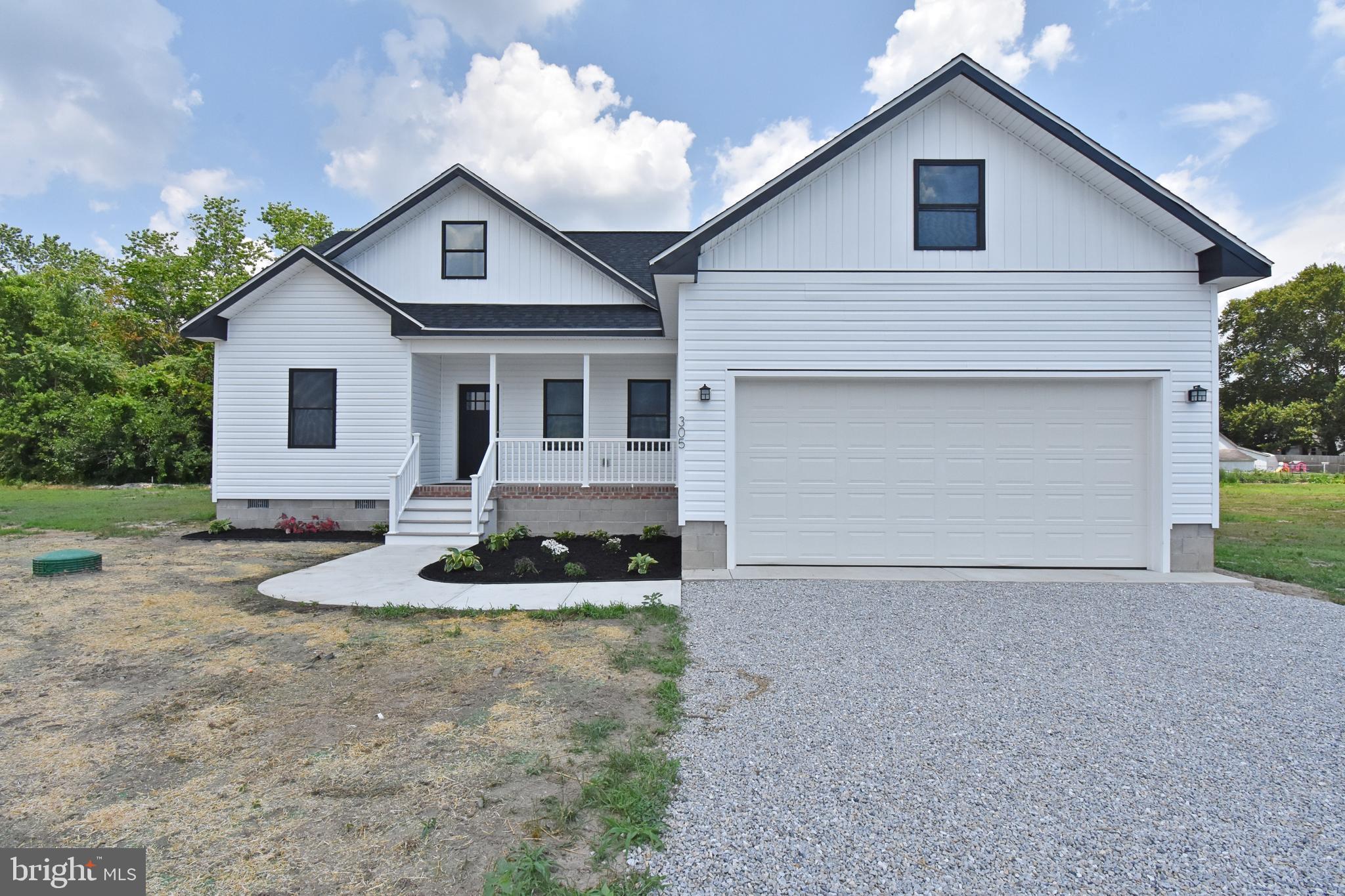 ***HOME NOW COMPLETED - SEE UPDATED PHOTOS! - OPEN HOUSE ON SUNDAY, AUGUST 3RD 12:00-2:00 PM*** Welcome to 305 Brown St. that qualify for 100% financing! Be the first to call this beautifully crafted new construction home yours! Located in the quiet charm of Mardela Springs, 305 Brown St offers 3 spacious bedrooms, 2 full bathrooms, and 1,416 square feet of stylish, modern living. Step inside to find a bright and open floor plan, that features gray-colored luxury vinyl plank flooring throughout—durable, low maintenance, and perfect for everyday living. The kitchen is a showstopper with all white cabinetry, white quartz countertops with elegant gray veining, and a full suite of stainless-steel appliances, making it as functional as it is beautiful. The home sits on just over 1 acre, giving you plenty of space to enjoy outdoor living, gardening, or creating your dream backyard oasis. A 2-car attached garage offers convenience and additional storage. With clean lines, fresh finishes, and thoughtful design, this home will be a perfect blend of comfort and contemporary style. Don’t miss your opportunity to own a brand-new home in a peaceful setting—schedule your private showing today!