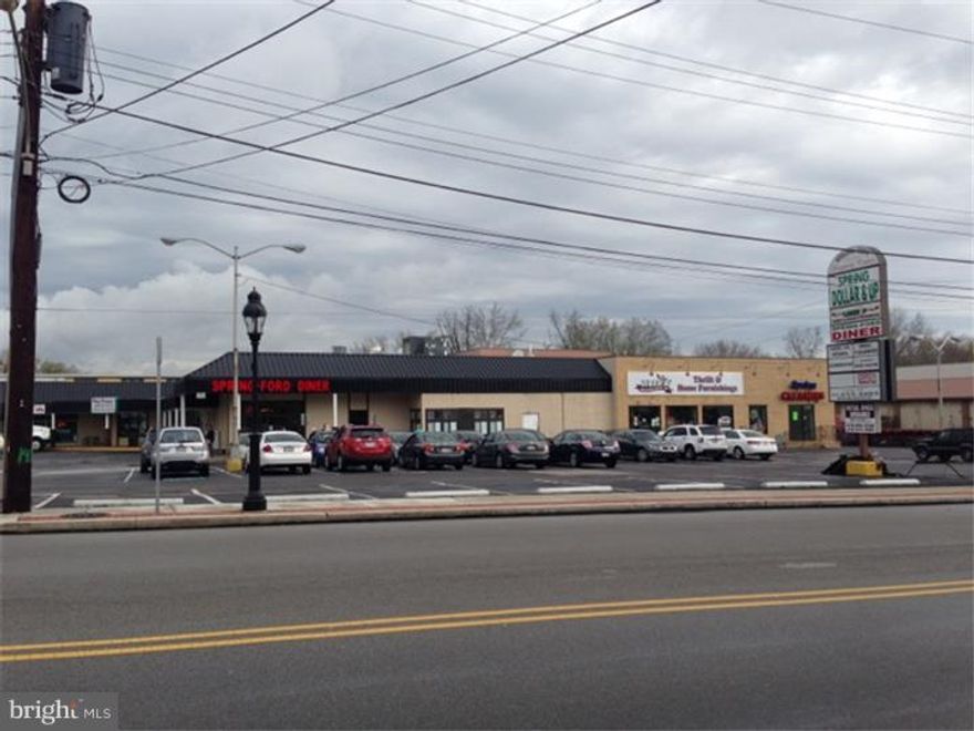 Fully Occupied strip center that includes Spring Ford Diner, Spring Dollar store, Center City Steaks, Laundromat, Liberty Thrift, Nail Salon, Mayflower Asian Restaurant, Antique Dealer, Barber Shop and Storage. This property nets $262,598 per year being fully rented. Most all Leases are effective for several years to come. Tenants reimburse Landlord for sewer expense. Income and expense breakdown along with tenants and monthly rents available in MLS docs. Cap rate on this property is 9.0%.
