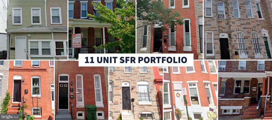 11-Single Family Portfolio: 9 Lead-Free Homes in Baltimore

This 11-unit Baltimore portfolio generates $176,252 annually, with a pro forma of $219,840 at market rents. Year 1 NOI is $131,904, growing to $152,822 by Year 5. Investors benefit from a 9.22% cap rate, rising to 10.69% by Year 5, offering strong cash flow and value-add potential.

The portfolio features 9 out of 11 lead-free, two- and three-bedroom homes with 1–2 bathrooms, hardwood floors, granite countertops, updated cabinetry, and appliances. Select units (1219 Glyndon Ave, 1115 Carroll St) include in-unit washers/dryers, and 1202 Sargeant St has central A/C. Many offer basements for storage or expansion.

Located in ZIP codes 21223, 21230, 21216, and 21218 (serving 128,000+ residents), the properties are near Johns Hopkins University (30,000+ students), University of Maryland, Baltimore (6,900 students, 8,000+ staff), and major employers like Johns Hopkins Hospital (30,000+ employees). Transit options include MARC Train, Metro SubwayLink, and Light RailLink for connectivity across Baltimore and to Washington, D.C.

Addresses Part of Portfolio
1219 Glyndon Ave, Baltimore MD 21223
1238 Sargeant St, Baltimore MD 21223
1321 Glyndon Ave, Baltimore MD 21223
1407 W Ostend St, Baltimore MD 21223
1415 W Ostend St, Baltimore MD 21223
2305 Herkimer St, Baltimore MD 21230
2109 N Longwood St, Baltimore MD 21216
3225 Kenyon Ave, Baltimore MD 21213
442 E Lorraine Ave, Baltimore MD 21218
1115 Carroll St, Baltimore MD 21230