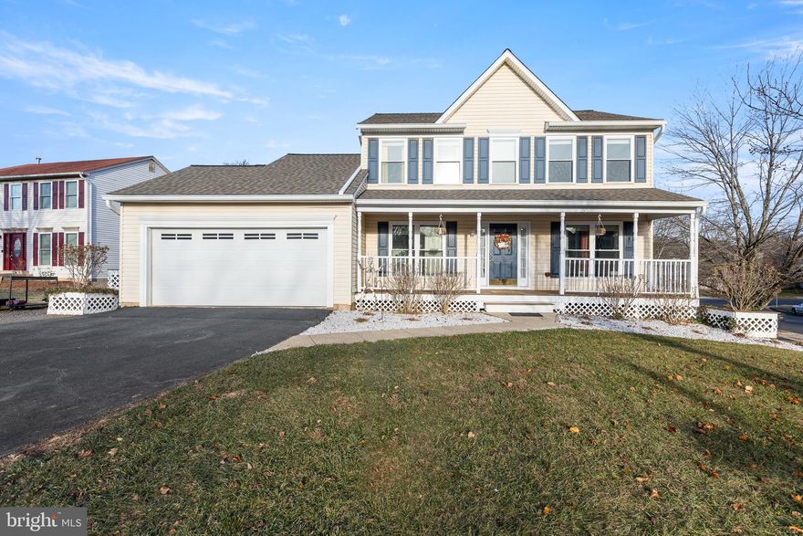 Step into this stunning 4-bedroom colonial on a prime corner lot, boasting three fully finished levels of timeless charm and modern luxury. A welcoming full-front porch leads to a light-filled interior with a cozy fireplace, four ceiling fans, and a remodeled eat-in kitchen featuring solid-surface counters and stainless appliances.
Upstairs, three bedrooms include a serene primary suite with full bath and walk-in closets. The walkout lower level offers a full bath and versatile finished den—ideal as a fourth bedroom (without window) or home office—for ultimate flexibility.
Outside, custom hardscaping and lush landscaping frame a fenced rear yard, oversize deck, and stone patio, creating a private oasis for relaxation or entertaining. newer hot water heater, front porch, dishwasher, garbage disposal,  and much much more not to mention a gorgeous 50-year architectural roof ensure effortless efficiency.  Front yard new landscape in 2025 as well as refinishing back deck 2025  All windows replaced only a year ago!!  This one is a beauty!
Prime location near schools, shops, and commutes.  Active so come on out and see it!  Virtually staged for some images.