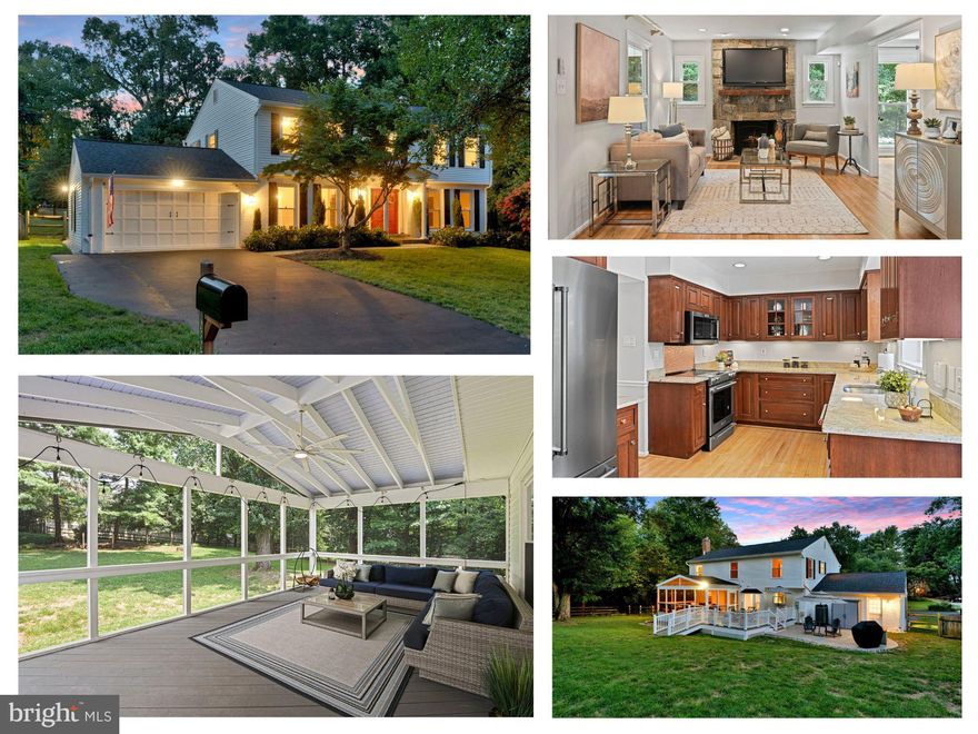 OPEN HOUSES :  8/7 from 4-6 PM, AND  8/9 from 2-4 PM &  8/10 from 2-4 PM (check availability)
Tucked at the end of a quiet cul-de-sac in the sought-after Hickory Creek community, this impeccable Colonial offers 4 bedrooms, 2 full and 2 half baths, and a beautifully updated interior across three finished levels. The main level welcomes you with a gracious foyer featuring a wrought iron staircase, chair molding, and a decorative light fixture. A stylish and functional kitchen boasts stainless steel appliances, generous cabinetry, granite counters, a decorative backsplash, pantry, and recessed lighting, all anchored by a charming eat-in area with a bay window, built-in seating, and serene backyard views. The kitchen flows seamlessly into a cozy family room with a wood-burning fireplace and into a formal dining room with crown molding and elegant lighting. A spacious living room offers a second wood-burning fireplace with stone surround, recessed lighting, and access to a large screened-in porch with ceiling fan, overhead lighting, and walkout to the backyard patio. A convenient laundry room off the kitchen includes a large washer and dryer, ample cabinet storage, and access to the oversized two-car garage. A powder room and coat closet complete the main level.
Upstairs, the light-filled owner’s suite features new carpeting, recessed lighting, dual walk-in closets with custom shelving, and a separate private office. The en-suite bath includes a glass-enclosed shower and single-sink vanity. Three additional spacious bedrooms, each with deep closets, share a well-appointed hall bath with double-sink vanity, tub/shower combo, and linen storage. Rich hardwood flooring extends through the upper level. The expansive lower level includes a second family room and a full second kitchen with bar, sink, refrigerator, and microwave—perfect for entertaining or extended stays. A separate guest room, half bath, utility room, and large storage room round out the space, with walk-up access to the backyard.
Outdoors, enjoy a beautifully landscaped and fully fenced half-acre yard with a stone firepit, privacy plantings, and plenty of space for play or pets. The screened-in porch opens to a new Trex deck and a spacious stone patio below. The two car garage features new flooring and added storage.
This exceptional home is part of a vibrant community with sidewalks, tennis courts, a playground, and four trail networks. Walk to Turner Farm Park and the heart of Great Falls Village, with easy access to Tysons, the Silver Line Metro, and major commuter routes. This home has it ALL!