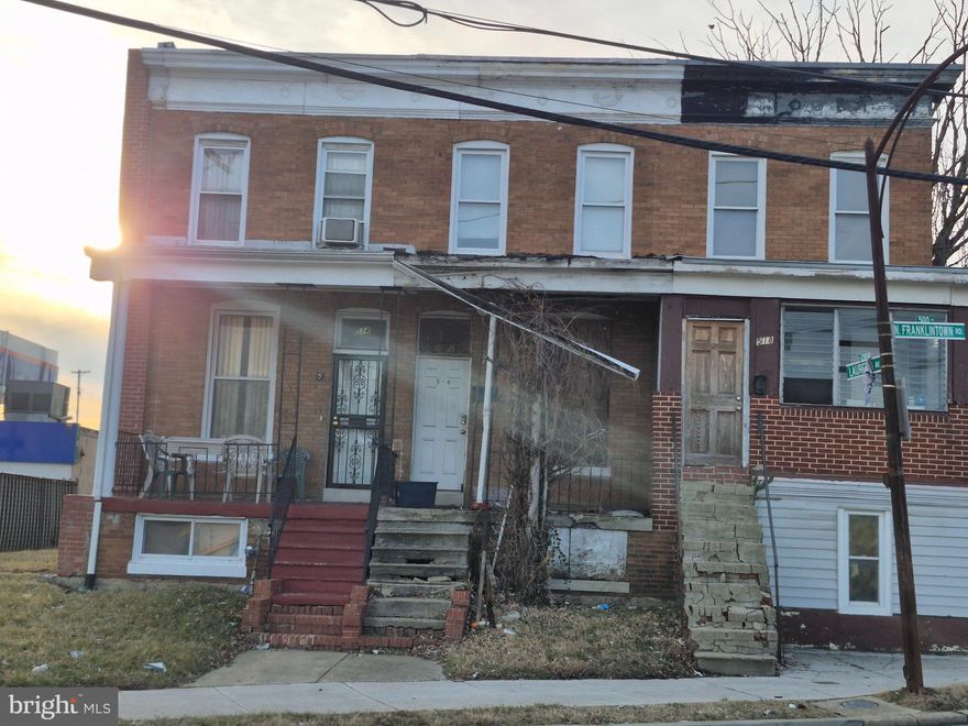 ONLINE AUCTION: Bidding begins 3/13/2026 @ 10:00 AM. Bidding ends 3/17/2026 @ 11:40 AM. List Price is Suggested Opening Bid. Deposit: $5,000.

2 Story Townhouse located in the Penrose/Fayette Street Outreach area.
JUST MINUTES to Grace Medical Center and Gwynns Falls Park.
Easy access to major traffic artery W Franklin St.
Property is believed to be vacant.