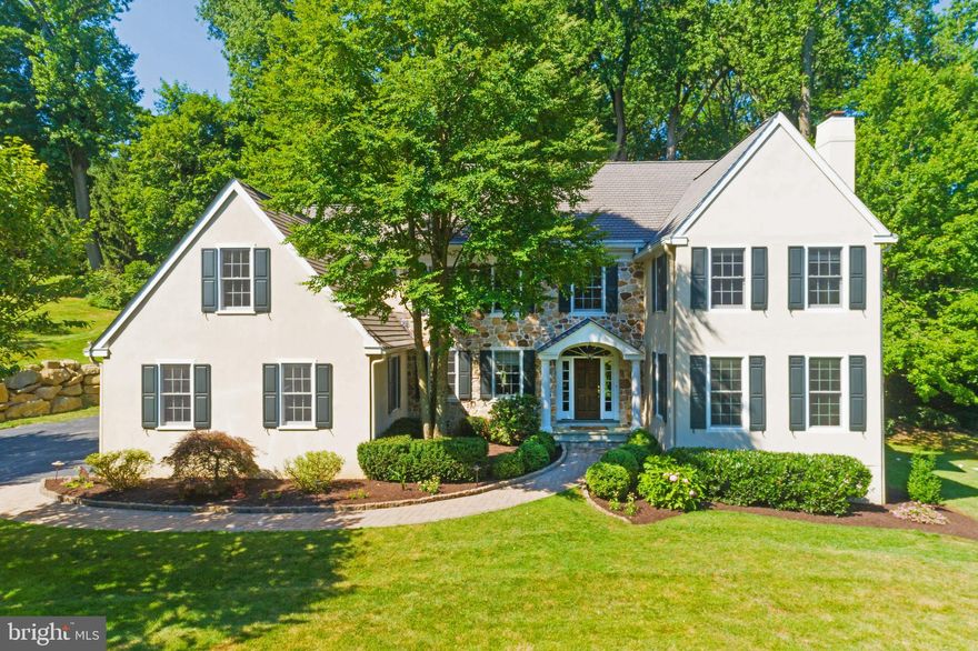 Presenting an impeccably maintained, move-in ready, exquisite single family home in award-winning Radnor Township schools. This beautiful stone colonial is nestled on over 1.3 acres, just minutes to downtown Wayne. As soon as you turn onto the cul-de-sac, you are immediately struck by the mature landscaping, lush setting and private homesites. Live comfortably within this popular Laurier model which includes an abundance of natural light, and a nice balance of formal and informal spaces throughout. Enter the welcoming two-story foyer with open living room with fireplace, formal dining room and large, private, corner home office - perfect for the "working from home" professional. The informal family spaces include an open kitchen with new granite counters, new appliances, slider to the private blue stone patio, breakfast room, and oversized great room with vaulted ceiling, stone fireplace and windows throughout. Garage access, back stairs, walk-in pantry, mudroom/laundry room and powder room round out this well-appointed main level. The second floor includes a large master suite with oversized master bath with two vanities, separate private shower room, soaking tub and dual walk-in closet. This inviting suite also has a warm sitting room, perfect for a second office, gym or just a quiet place to enjoy the setting with a good book. The second floor also offers three additional bedrooms, one with an ensuite bath, and a full hall bath. The lower level is an amazing finished family retreat, including a home theatre, large entertaining area, workout area, as well as built-in homework desk space, ideal for home learning or working privately. The exemplary location of this home allows for easy access to 476, the turnpike, 76 or the Radnor train station within minutes.