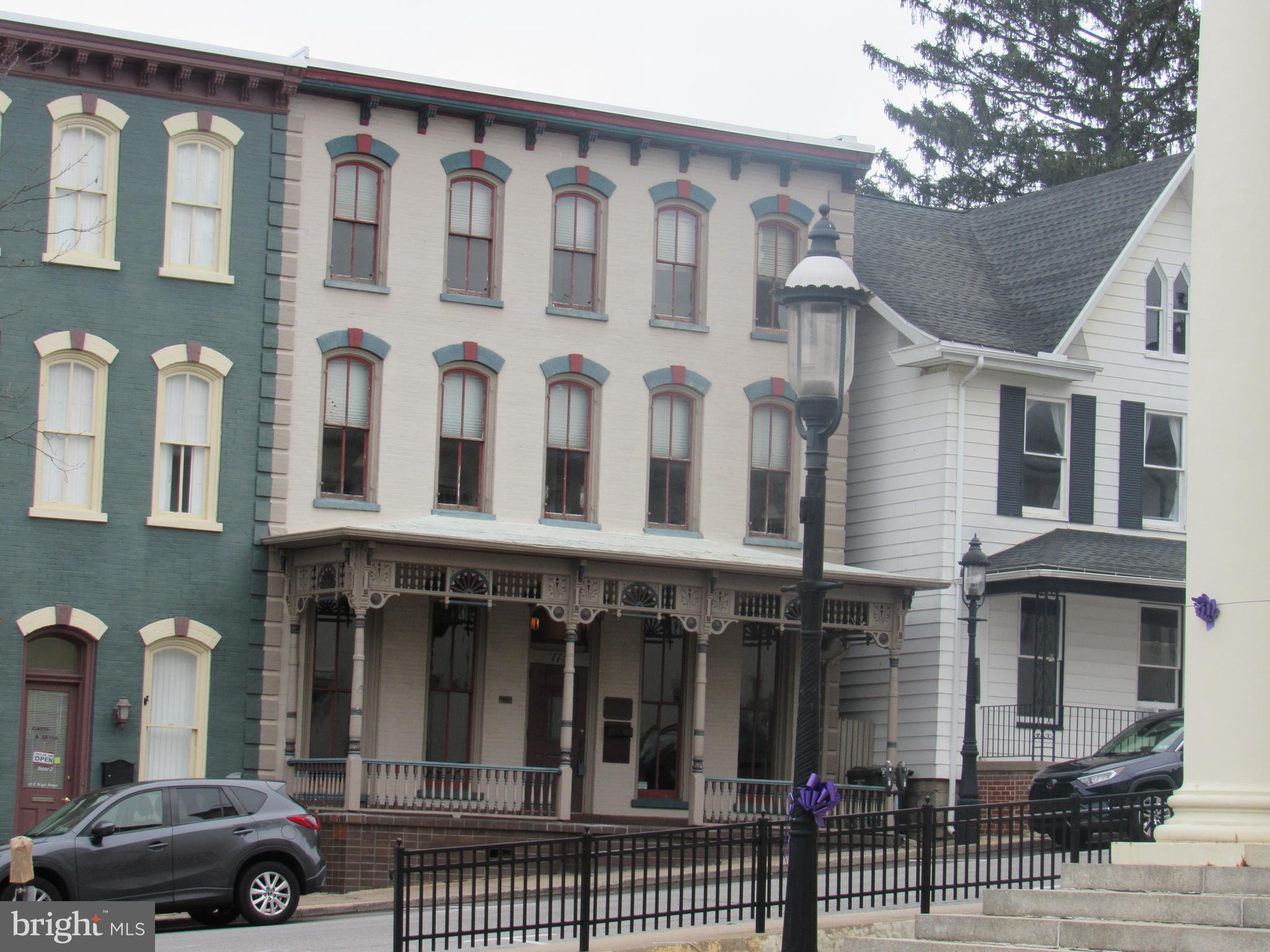 Downtown Bellefonte on High Street right beside the Courthouse. Formally a Law Office for the past 40+ years. Building is in excellent conditions and offers 4 floors of finished area with walk out access to rear entry. Main level has 3 a beautiful entry way leading to the front receiving area, 3 large conference rooms, kitchen, 2 half bathrooms, copier area, 4 additional work rooms. 2nd floor has 4 large rooms, 3rd has 2 additional office rooms. The Basement has a large library room , half bathroom, pool table room , 2 large rooms that were used has file storage rooms with shelving. The building also offers a 2 bedroom apartment at the rear of the main building (attached /built in to) which is accessed from the rear alley, this area need upgraded to meet today standard and code.