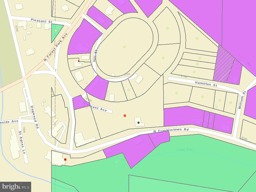 ONLINE AUCTION: Bidding begins 11/17/2023 @ 10:00 AM. Bidding ends 11/21/2023 @ 10:55 AM. List Price is Suggested Opening Bid. Deposit: $5,000. Expansive 1.5 acre +/- lot located in Franklintown area, just inside city limits. Treed and gently sloping; set amongst beautiful residences. Stone walls from prior construction remain. Incredibly secluded yet convenient location adjacent to I-70 and major arteries. 350’ +/- frontage on Franklintown Road. Babbling creek across Road. Proximate to I-695, Social Security complex, Forest Park Golf Course, Gwynn’s Falls hiking, and more. Property is best viewed from Crescent Street on North side or Franklintown Road. Buyer to confirm zoning and lot split / multi-family / commercial possibilities.