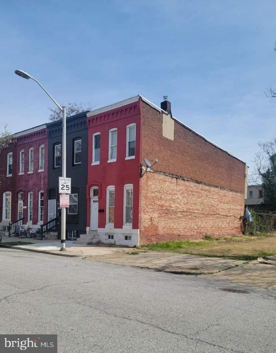 End of Group Brick Rowhouse --- 3 Bedrooms and 1 Full Bath --- Potential after renovation value of $250,000 --- Structurally Sound --- Within the last year, the house met all Baltimore City rental property requirements  --- Forced air gas heat --- Property is sold AS IS ----- Located within less than 1 mile of Penn Station Train Depot for easy access to points south, including DC -- and -- located within 3 miles of the Property: Johns Hopkins Hospital and University of Maryland Medical System -- and --Johns Hopkins University, Morgan State University, Loyola University, and Maryland Institute College of the Arts -- and -- Ravens Stadium and Orioles Park -- and -- Druid Hill Park, Patterson Park, Herring Run Park, and Clifton Park