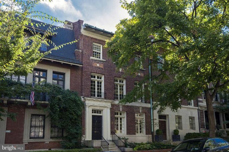 Distinguished Kalorama home with entertaining areas and outdoor living area w/kit. In-laid HW floors, 3 wood FP's, light-filled spaces w/historic millwork, gourmet kit w/high-end appliances & eat-in dining. 5BR/3.5BA, library, formal LR and DR, and two car garage. Lower level has abundant storage and an au-pir suite. Roof deck with views of DC, MD & VA.