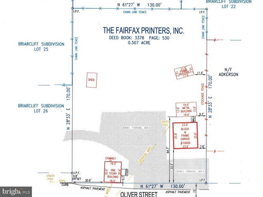 Great opportunity to build on this flat half acre lot in Fairfax City in RM zoning district. Close to all that Fairfax City has to offer with shops, dining and entertainment and great access to commuting options!135 feet of road frontage with 170 feet of lot depth. Property is available for purchase along with 4 BR 2.5 BA detached split-foyer on .23 acre lot at 10610 Oliver St (VA Residential listing VAFC2005480). Property is being sold "as-is". Seller discloses that an above ground kerosene tank is behind the "office" at the front left of the property, an under ground gasoline tank is in the ground in front of the garage and that there is ink, photo development chemicals and gasoline in the white garage and red building. Please include Contingencies/Clauses addendum "as-is" paragraph and seller disclosure statement.