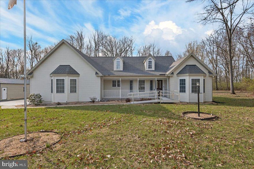 Beautifully maintained 3 bedroom, 2 bath rancher offering 1,800+ sq ft of one‑level living on a 2+ acre lot in the established Quail Springs subdivision in South Berkeley County. Features a split bedroom floor plan, living room with gas fireplace, sunroom, dining room, and an updated island kitchen with modern appliances and tile backsplash.  Property includes an oversized 2‑car attached garage, plus a detached 4‑car garage/outbuilding, sheds, patio, and mature landscaping. Energy‑efficient construction with 2x6 exterior walls. Accessibility upgrades include 36” ADA doors, wheelchair‑accessible shower, roll‑under vanity, and chair lift in the garage, ramps to the front of the home and out of the master bedroom door, which was added for convenience.  Recent updates: 50‑year architectural roof (2 yrs), HVAC (4 yrs), asphalt driveway, white vinyl fencing, owned propane tank, 220V garage outlet, water softener, hardwood floors, new paint, and an enlarged concrete access point to crawl space with vapor barrier liner.
Convenient location just minutes from I‑81.