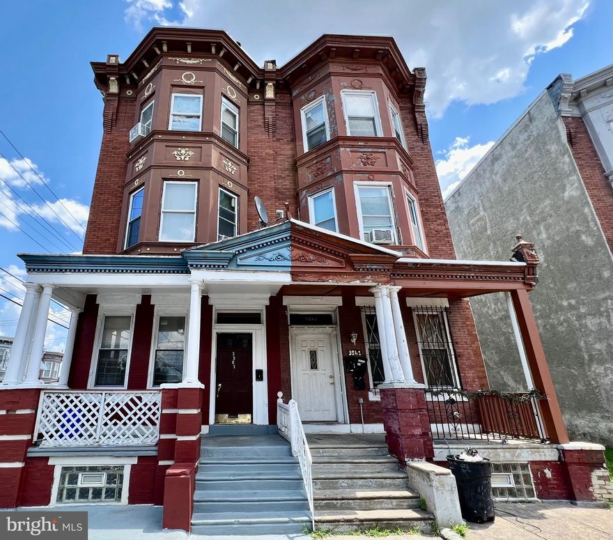 RARE OPPORTUNITY to own this very unique & large CORNER Multiunit (QUADPLEX / 4-Units) Rental Income Producing Property only a few blocks away from Temple University Medical & Pharmacy Schools! Take advantage of the opportunity before it's gone! This Property features a TOTAL of 4 bedrooms & 4 Full Bathrooms! It has a front roof covered porch & a large deck at the rear of the property! Plenty of natural lights shining throughout entire property to help you save on energy bills!

Unit 1 (Entire 1st Floor) consists of 1 Bedroom, 1 Full Bathroom, 1 Living Room & a very spacious kitchen! Entire Unit 1 has recently been renovated in July 2023 with brand new Pergo waterproof laminate hardwood floors throughout Living Room, Kitchen, Bathroom & Bedroom! Unit 1 enters into a good-size Living Room w/ beautiful Laminate Floors. Then you’ll enter to the Kitchen featuring Wood Cabinetry, Refrigerator, Cooktop, & Range Hood! It has a good size Full Bathroom that consists of a single vanity, toilet, tub & exhaust fan! There is a spacious bedroom at the rear of this Unit with Ceiling Fan! There is also a door at the rear to exit onto the large-size Deck at the rear of the property! From this Unit #1, you can also access into the very large & spacious unfinished basement! The basement has a utility area w/ a gas heater furnace (not being used) & gas hot water heater! There is also a utility sink with a washer hook-up. 

Unit 2A (2nd Floor FRONT Unit) has also been recently renovated back in December 2022! Unit 2A brings you into a very spacious Kitchen w/ very nice Laminate Floors & it features plenty of Cabinetry, Refrigerator, Stove/Range & Range Hood! Then you’ll enter into a good-size Bedroom w/ Laminate Floors. There is an upgraded Full Bathroom consisting of a single vanity, toilet, tub, & large tile floors & tile shower walls! 

Unit 2B (2nd Floor REAR Unit) has a Full Bathroom that consists of a single vanity, toilet, & stand-up shower stall! Then you’ll enter into a Kitchen w/ vinyl floors & it features plenty of White Cabinetry, Refrigerator, Stove/Range & Range Hood! Then you’ll enter into a good-size Bedroom w/ Vinyl Floors. 

Unit 4 (3rd Floor) leads you into the Kitchen that consists of a Refrigerator, Stove/Range, & Range Hood! Then you’ll enter into a spacious Bedroom with vinyl floorings. Next to the Bedroom is a Full Bathroom that consists of a single vanity, toilet, & stand-up shower stall! 

BRAND NEW Rubber Roof has been installed in October 2018 & entire roof has been silver-coated in May 2023! BRAND NEW Hot Water Heater has been installed in March 2021! 

Unit 1 (Entire 1st Floor) is projected to being able to be rented for $1,100/mo! 
Unit 2A (2nd Floor FRONT Unit) is renting for $600/mo! 
Unit 2B (2nd Floor REAR Unit) is renting for $400/mo! 
Unit 4 (3rd Floor) is renting for $500/mo! 

Owner pays water (about $120-130/mo), electric for hallway & basement (about $35/mo.), & trash fee (about $300/yr). 

So your investment possibilities are endless w/ this large CORNER Multiunit Property! Start off your new home or investment with this very low maintenance property w/ instant income generating from Day 1! Live in 1 Unit & Rent out the others to help cover your mortgage & potentially earning some cash flows! Property is being sold strictly in AS-IS condition! Septa bus stops & public transportation are easily accessible! Few blocks away from the Septa Orange Broad St. Subway Line! This property has a very good Walk Score of 89%! Minutes away from Temple Univ. Main Campus / Medical Schools / Pharmacy School & Hospital, Museum of Art, Franklin Institute, Convention Center, Penns Landing, & many more attractions! PRICED VERY COMPETITIVELY TO SELL!! Many First-Time Homebuyer's Programs available that can help you save! Available mortgage financing w/ very low down payment & there is a potential $8,000 FREE GRANT! Ask me how! Easy to show! ***INCLUDES 1 YEAR American Home Shield HOME WARRANTY
