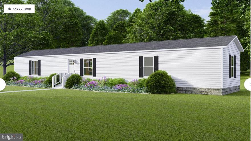 Stunning brand-new single wide offers 1,140 sq. ft. of living space with 3 bedrooms and 2 full bathrooms. Designed with comfort and style in mind, the home features: Modern kitchen with island, pantry, and brand-new stainless-steel appliances (refrigerator, stove, dishwasher). Spacious primary suite with double sinks in the bathroom.  Convenient utility room ready for your washer and dryer. Open layout perfect for everyday living and entertaining. Plus, enjoy peace of mind with a 1-year manufacturer’s warranty included.