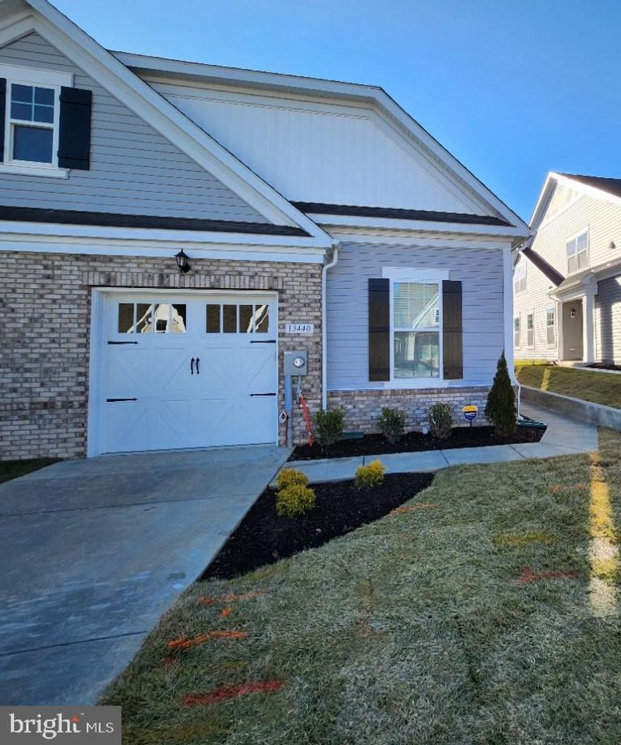 This is a first time rental and a brand NEW home in a 55+ community.   Luxury vinyl flooring on all floors and rooms.  Primary bedroom on main level with  upgraded primary bath.  Another secondary bedroom on the main level and it has its own upgraded bath.   Upgraded gourmet kitchen with Stainless Steel Appliances and quartz counters.  Kitchen opens to family room area with access to the back yard.  Main level laundry.  Finished upper level with third bedroom and loft area plus another upgraded bath.  All blinds installed.   Fantastic community with a large clubhouse, full gym, Pickleball courts, dog park and walking trails.  Great commuter location- minutes to 270.  Close to Premium Outlets, full shopping center and Milestone Shopping Center.  Nothing to do but move in and enjoy!