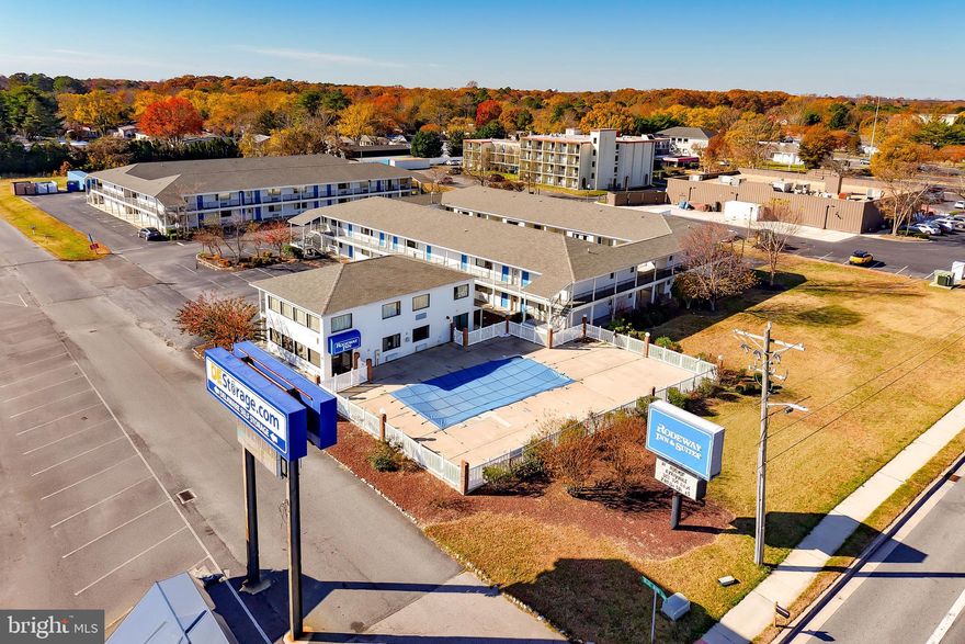 3.35 ACRES OF PRIME REAL ESTATE IN REHOBOTH BEACH. This is your chance to own and operate a thriving business, or expand with new ventures. Secure your investment with a well-known Rodeway Inn franchise, offering stability and recognizable branding through April 28th, 2026. The property includes 73 rooms and suites, catering to a variety of guest needs and ensuring comfort for families, business travelers, and groups alike.
The expansive layout features 26 suites with two bedrooms, four double beds, and kitchenettes, 8 suites with a king and two double beds, and 4 larger rooms with two king beds. Additionally, there are 17 larger rooms with pullout couches and 18 standard rooms, each equipped with modern amenities like TVs and micro fridges. Guests can enjoy the inviting pool, and a breakfast room to enhance their stay.
This property is not just a place to stay - it's a destination in a flourishing beach community. Approximately 1 acre of vacant land at the rear offers even more opportunity for development. Imagine constructing a small office building or other complementary businesses to enhance your revenue streams. The combination of existing infrastructure and potential for expansion makes this an unmissable opportunity for savvy investors.
Seize this chance to own a piece of thriving hospitality in a highly desired location! Whether you choose to operate as is or expand, this hotel/motel offers boundless possibilities for growth and success. Call today to learn more about this exceptional property and to arrange a viewing. Your next investment starts here!