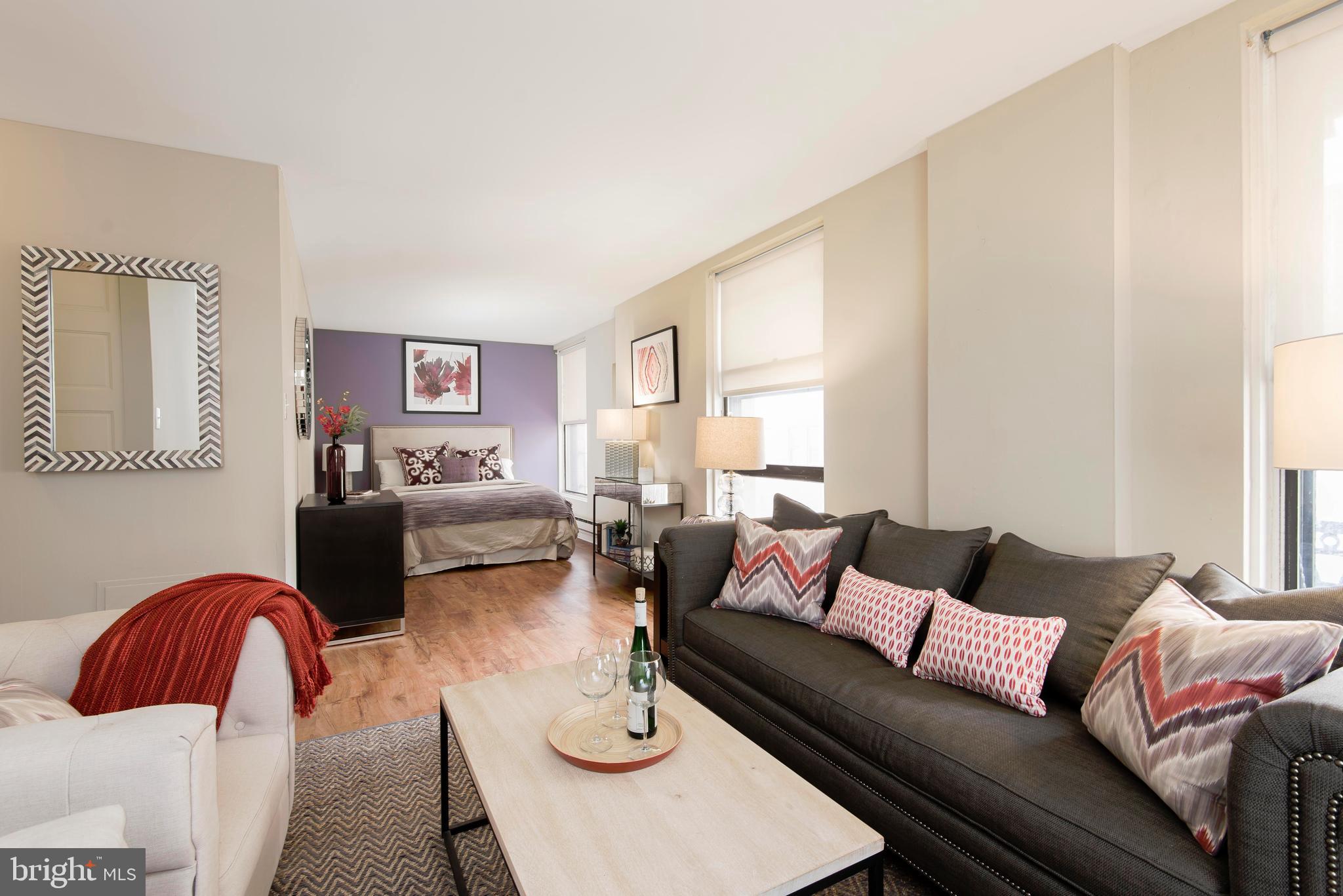 This exceptional studio apartment offers incredible value with spacious living areas and abundant natural light. Located in a well-maintained building with an ELEVATOR AND FRONT DESK staff, it’s perfectly situated in the heart of all the action. The OPEN-CONCEPT living and dining area creates an inviting atmosphere, while the beautifully tiled bathroom adds a touch of elegance. This historic landmark building offers generously sized apartment homes, featuring remodeled, modern, fully-equipped kitchens, HARDWOOD FLOORING options, ample closet space, OVERSIZED WINDOWS that let in plenty of light, and PREMIUM UNITS available for those looking for an upgraded living experience. Hot and cold water is included in the rent, and the building offers ON-SITE LAUNDRY facilities for your convenience. The building has electronic entry, a PET-FRIENDLY POLICY, and an online resident portal that makes rent payments and work order submissions hassle-free. Midtown Philadelphia is known for its vibrant restaurants, nightlife, and overall excitement, making it an ideal place to call home. Local attractions include Rittenhouse Square, the Philadelphia Museum of Art, The Franklin Institute, Walnut Street shopping, and the Benjamin Franklin Parkway. You’ll also have easy access to top universities such as Drexel University, University of Pennsylvania, Thomas Jefferson University, Temple University, and University of the Arts. You’ll be just minutes away from the Avenue of the Arts, Jefferson Hospital, Pennsylvania Hospital, and the iconic Reading Terminal Market. In addition, you’ll be within walking distance of some of Philadelphia’s best dining options, including Zavino, Tredici, Double Knot, Garces Trading Company, Sampan, 1862, Del Frisco's, Barbuzzo, and the Rittenhouse Square Park Farmer’s Market. All this makes it a highly convenient location. With a Walk Score of 100, everything you need is just a short stroll away. For transportation, you’ll have easy access to Market East SEPTA station, various SEPTA bus routes, and quick connections to I-95 and I-76. Experience the perfect blend of comfort, convenience, and vibrant city living right at your doorstep! **Please note: Photos shown are of a model unit. Actual finishes and layout may vary. Pricing and availability are subject to change.**