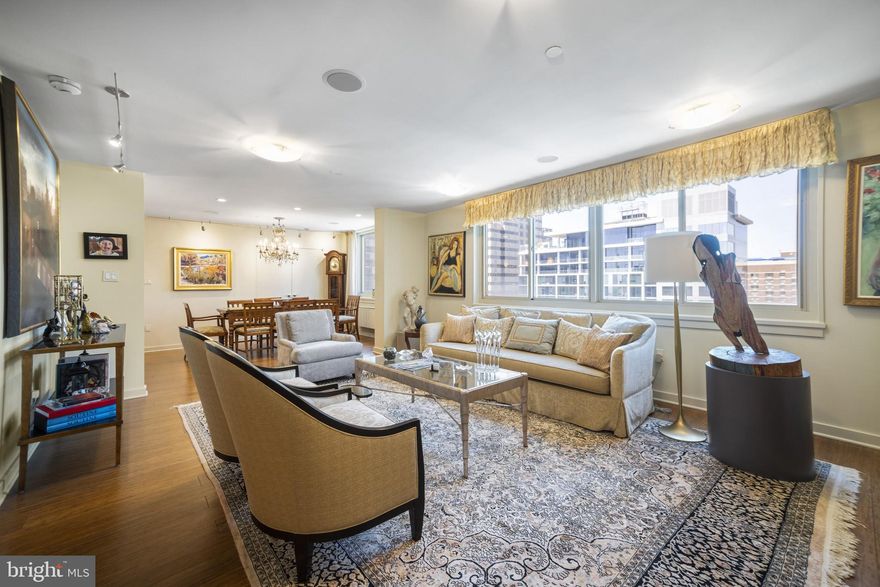 Perched high above the rooftops of Center City on the 29th floor of the iconic William Penn House, this truly one-of-a-kind residence offers an exceptional living experience. Thoughtfully combined from three separate units, this expansive home features four distinct bedroom/office spaces and a seamless blend of style, comfort, and versatility.

An abundance of soft, indirect natural light pours in through oversized windows, illuminating every corner of the home. The main residence welcomes you with an entry foyer and two large closets, leading into an impressively spacious living and dining area with ample wall space for art and entertaining. The custom chef’s kitchen is both functional and striking, showcasing Quartz waterfall countertops, a GE Monogram refrigerator, GE Profile wall oven, built-in microwave, and a dedicated coffee bar with generous pantry storage.

Two well-proportioned bedrooms and two full baths complete the main unit. The hall bath features a sleek modern vanity and an extra-deep Jacuzzi soaking tub. The secondary bedroom offers excellent closet space, while the oversized primary suite is a standout, boasting a wall of closets, two walk-in closets, a separate walk-in shoe closet, and a beautifully designed tiled bath with walk-in shower, built-in makeup vanity, and abundant storage.

The second unit is a fully self-contained studio apartment—ideal for guests, rental income, or extended living—complete with a full kitchen featuring granite countertops, a spacious living area, and a renovated neutral bath with Quartz finishes and a custom shower. A stackable washer/dryer and additional closet space add to its convenience.

The third unit, with its own private entrance, is currently used as a home office or additional bedroom. It features a wall of custom built-ins, a storage closet, and a full laundry room equipped with front-loading GE Profile washer and dryer, utility sink, and extensive cabinetry.

The William Penn House offers an unmatched lifestyle with a long-standing reputation for stability—never having had a special assessment—and the added benefit of taxes included in the low monthly co-op fee. Residents enjoy access to an attached parking garage (for an additional fee), a rooftop pool and entertainment space, 24-hour security, on-site management and maintenance, a fitness center, hospitality suite, and a full calendar of resident activities.

Located in the heart of Rittenhouse Square, just one block from the park, you’re surrounded by some of the city’s best dining, shopping, cafés, and everyday conveniences—making this an ideal opportunity for elevated city living.