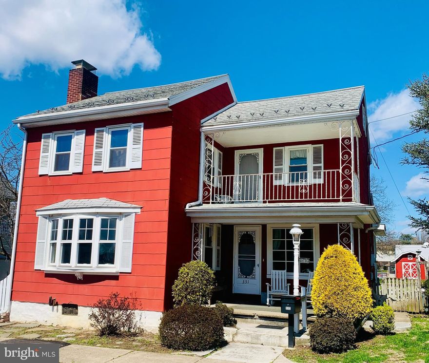 Own a little piece of Middletown History.   This most adorable red house in Middletown has 2 bed/1 bath home in town has an out of town feel with home sitting on almost 1/2 acre with large detached 30x30 garage.   Home features are the cutest front porch which leads to the living room with brick wood fireplace, natural woodwork throughout, cathedral ceiling in kitchen, warm and welcoming natural wood cabinets, dining area and lots of natural light. additional toilet and shower in basement with outside access.    Step out onto an enclosed porch which leads to a patio area, firepit, fully fenced in .40-acre yard with large 30x30 two car garage and multiple sheds on property.