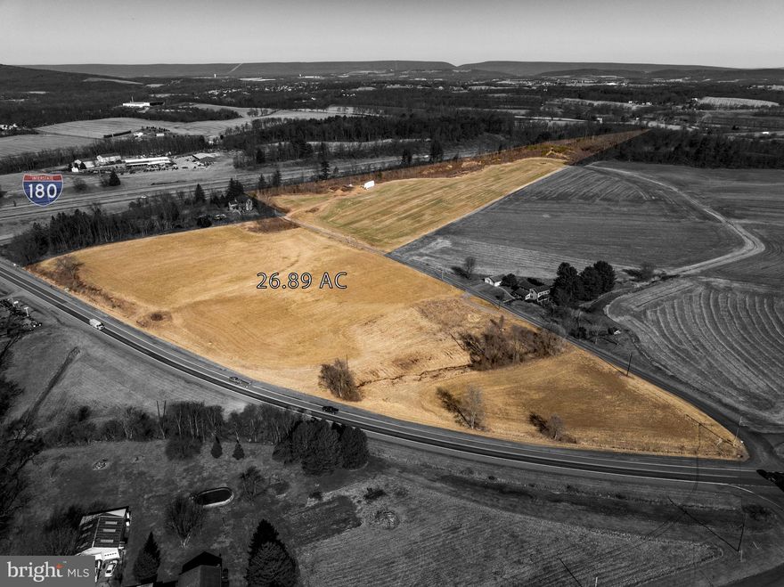 Unlock endless potential with this exceptional 26.89-acre property, strategically located at the intersection of Interstate 180 and Susquehanna Trail. This rare offering consists of five parcels zoned Highway Commercial, providing unparalleled visibility and accessibility for your next business venture. This prime commercial property presents a rare opportunity for developers, investors, and business owners seeking a high-traffic, high-visibility location in north central Pennsylvania.