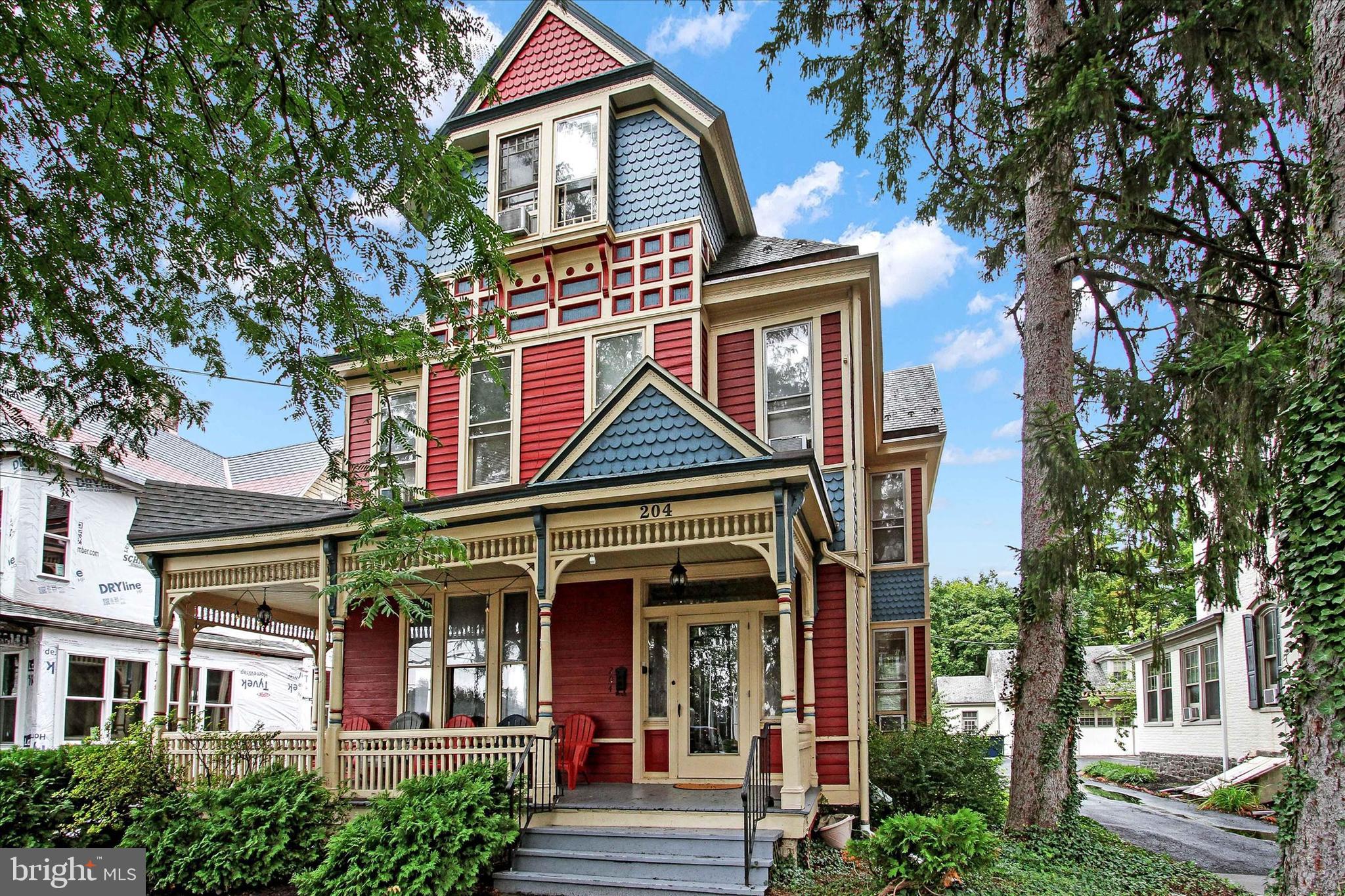 Fabulous Business Opportunity in Historic Downtown Gettysburg, PA, immediately adjacent to Gettysburg College and currently rented to Gettysburg College seniors. Other uses such as B&B, Multi Family Unit, & VRBO are worth consideration! 4,639 Sq. Ft., 3-story frame Queen Anne Victorian built in 1880, lovingly maintained, is known to the college community as "The Red House". This property has been in continual use as student housing since before 1970. As a highly sought after college icon, the Red House has been fully occupied and rented to college students since 2005. It boasts 12 generously sized bedrooms, 1st floor storage room/13th bedroom, 5 1/2 bathrooms, 2 kitchens. 1st floor has 10 ft. ceilings; 2nd floor 9 ft. ceilings. There is expansive front covered sitting porch, backyard patio, 8 off-street parking spaces (including 3 spaces in the detached garage, lower level mechanical room with a 10 year young steam boiler and two 75 gallon water heaters, & laundry (2 washers & 2 dryers); 400 AMP service, rewired electric, new plumbing provide up to date systems. A 3rd floor unfinished attic storage room, spacious gathering areas, and a rear fire escape that services the 2nd & 3rd floors provide safety in excess of borough requirements.. Each bedroom is furnished with a bed, dresser, desk. All bedrooms and common areas have window air conditioners. Furnishings in the living room, dining room & kitchen areas included. Many rooms have additional furniture. All items in the house currently will convey with the sale. Rental guidelines set by landlord are as follows: 2 leases required for the building (Lease #1-1st floor; Lease #2- 2nd/3rd floor combined), minimum of 13 but maximum of 15 person occupancy, student GPA requirements set forth by the Gettysburg College lottery system. Property is always rented for the entire academic year (2 semesters). A utility allowance (set by landlord) is included in the rent. Any utility overages are prorated and deducted from security deposits ($750 per student) which are generally collected 1.5 years in advance of student occupancy. Tenants pay cable tv/internet. Requested rent for the 2021/2022 school year is $9,300 per student ($111,600) for 12 bedrooms, $8,800 for 13th bedroom, totaling $120,400 in rental income. CLA regarding possible adjustments to 2021/2022 student rental due to COVID-19 and Gettysburg College housing lottery changes. Estimated annual expenses; $2,500 cleaning, $9,400 utilities, $5,500 insurances, $11,000 repairs & maintenance. One of a kind opportunity. Come See!