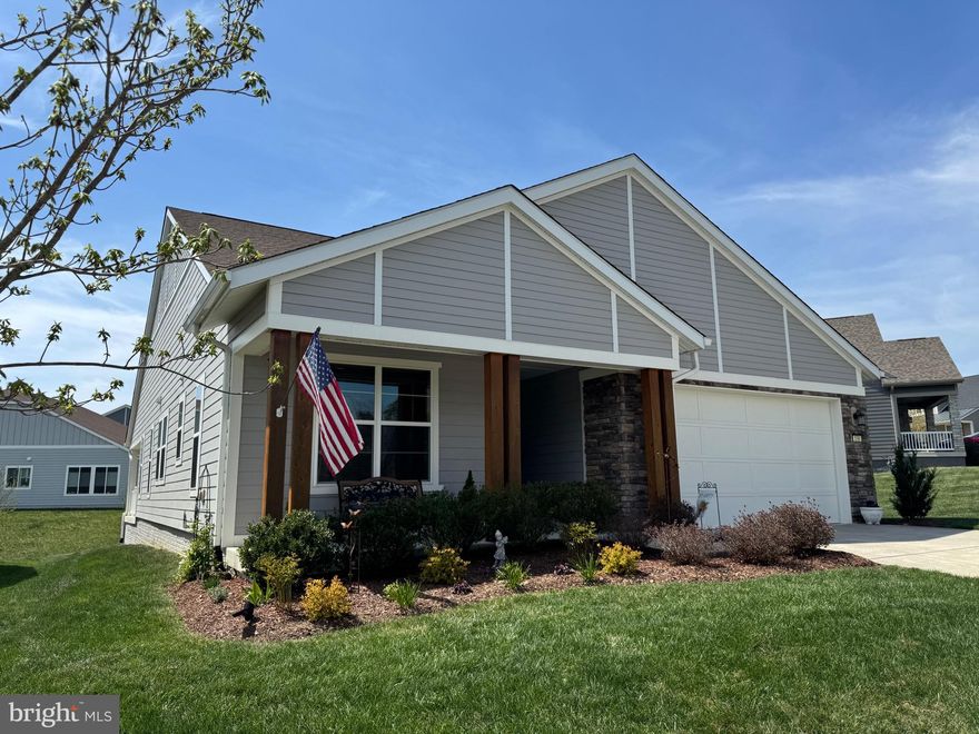 Welcome home to easy, one-level living in this beautifully cared-for one-level home located in a premier 55+ community. Designed with comfort and style in mind, the home features durable engineered hardwood flooring throughout—completely carpet-free. The stunning white kitchen opens seamlessly into the living room, creating the perfect layout for entertaining or everyday comfort.  Kitchen features include upgraded cabinetry with dovetail joints and soft close, granite countertops, a spacious island, well-designed undercabinet lighting and a separate pantry closet.  A separate dining room offers space for gatherings.  The cozy den provides a quiet retreat.  The oversized laundry area adds convenience, along with a separate storage closet for extra organization and functionality.  
The generously sized primary suite boasts a private bathroom and an impressive walk-in closet. 
Step outside to a covered back porch to enjoy relaxing mornings or peaceful evenings. 
Additional highlights include an irrigation system, water softener, upgraded HVAC system, security system, and an extended garage area for storage or workspace.
Low-maintenance living at its best!