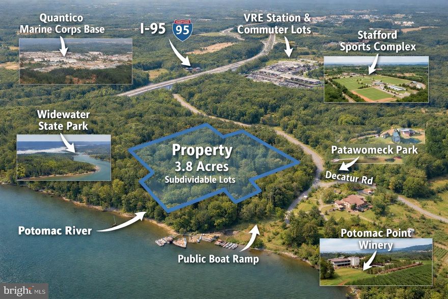Exceptional opportunity to own approximately 3.8 acres of wooded land in Stafford County, ideally located just off Decatur Road with convenient access to US-1, I-95, and Quantico. This private, natural setting offers mature trees, scenic surroundings, and rolling topography ideal for a custom home.

The property is nearing final approval for subdivision into two separate lots, presenting a unique opportunity for both end users and investors. A perc test has been completed, and a 2-lot site plan is approved, providing added confidence and a clear path forward for development.

The land features gently rolling to moderately sloped terrain with elevation changes well-suited for a walkout basement design. Multiple potential homesite locations allow you to maximize privacy while taking advantage of the natural landscape.

Zoned A2 (Rural Residential) with no HOA, this property offers flexibility for residential use in a quiet, wooded setting.

The true value of this location is its accessibility. Just minutes to Quantico Marine Corps Base (mainside access), this property is well-positioned for commuters with close proximity to Virginia Railway Express (VRE), commuter lots, and major routes including I-95 and US-1.

Enjoy nearby outdoor amenities, including Widewater State Park and Potomac River access for boating, kayaking, hiking, and nature trails, as well as Patawomeck Park offering water access, picnic areas, and local recreation opportunities. The Stafford Regional Sports Complex is also nearby, featuring soccer fields, baseball fields, and playgrounds.

One of the proposed lots includes a small family cemetery plot with retained access for family members, a unique feature of the property.

Whether you are looking to build now or invest for the future, this is a rare opportunity to secure acreage in a highly accessible Stafford location. Bring your builder or use ours and create a custom home that fits your vision.