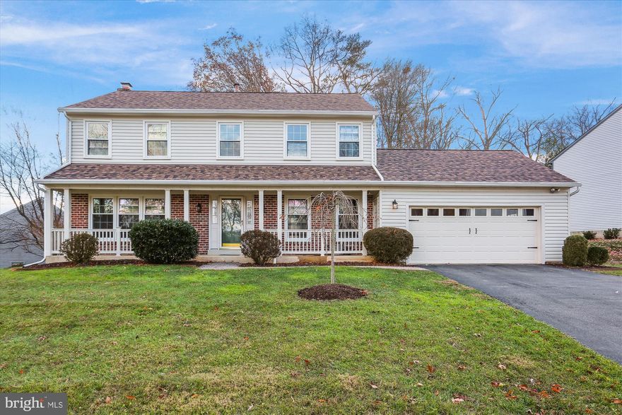 Freshly painted Colonial features 4 bedrooms 2.5 baths, first floor family room with fireplace is off the kitchen and exits to the deck with a screened in gazebo perfect for outdoor dining. Formal living room and dining room for entertaining and a table-space kitchen. Kitchen has a new laminate floor and exits to the two car oversized garage. Four bedrooms on the upper level with a linen closet, washer and dryer, and hall guest full bath. The primary bedroom features a large walk-in closet, a dressing area and updated full bath.  Energy efficient solar panels (seller owns free and clear) located inconspicuously on the backside of the roof. The home backs to a buffer of trees which provides privacy.  Located in a pool and tennis community with pickleball, basketball, volleyball, and playground. The community host several events including a yard sale, summer series with movie nights and concerts. shred event, and Oktoberfest.  Just minutes away are Metro, shopping, fitness centers, public golf course, and Matthew Henson State Park with hiker/biker path.