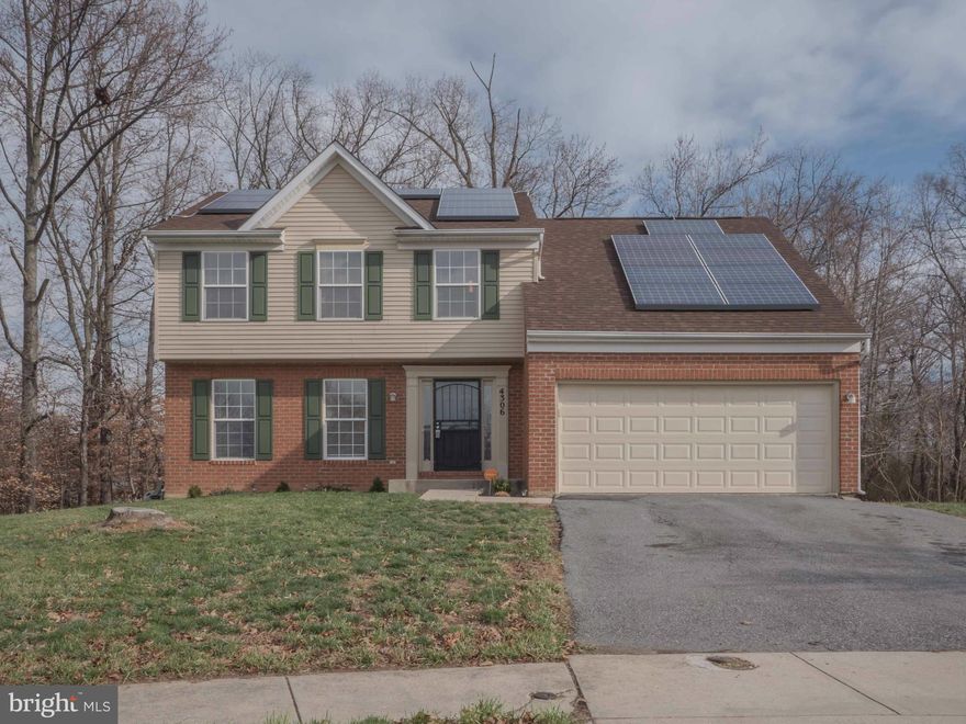 4 spacious Bedrooms, 3.5 baths, on a quiet cul de sac with new roof, new AC unit,  finished basement with rec room, bedroom and full bath. Home backs to wooded area and walking path. Solar Panels installed through a contract with Solar City. You will be saving money and helping the environment.