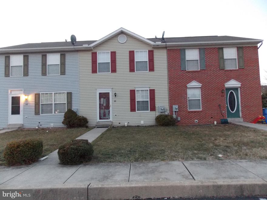 USDA approved!! Well maintained town home! Open and Spacious country kitchen with oak cabinets. Deck off of dining area over looking fenced yard. Master bedrm has 2 closets and basement is 3/4 finished. Convenient to Hanover, Frederick and Baltimore.  Great for commuters and 1st time buyers or investors! Seller will help with closing cost!!