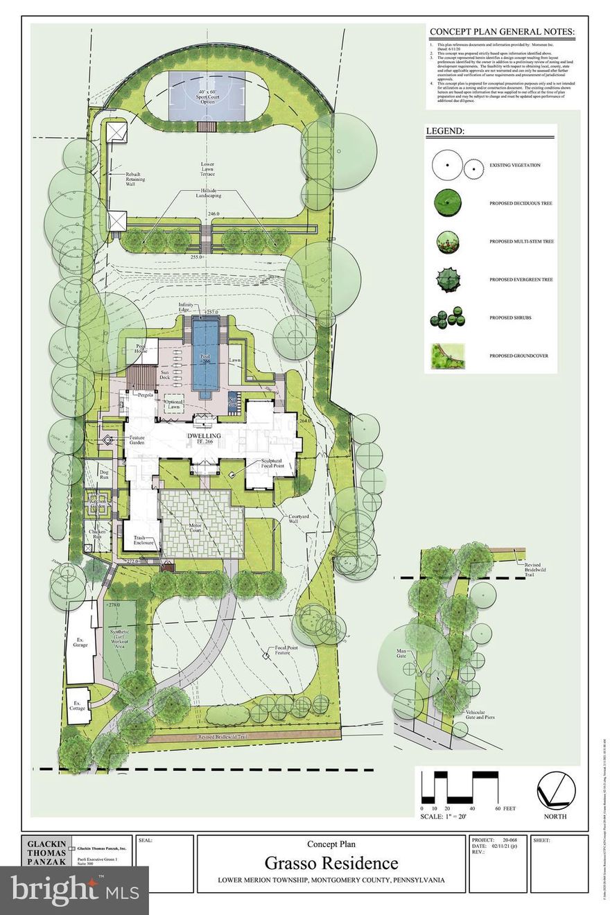 Prime 2.40 acres on one of Gladwyne's most sought after cul de sacs :649 Dodds Lane.  Bring your own builder or you can build with the owner/builder.   Majestic setting, public sewer and public water.  The sky's the limit on the home that can be built on this perfect piece of land.  Presently there is a carriage home on the land, but the main house has been demolished.  The photographs included in this listing are renderings of what the owner builder could build on this lot.