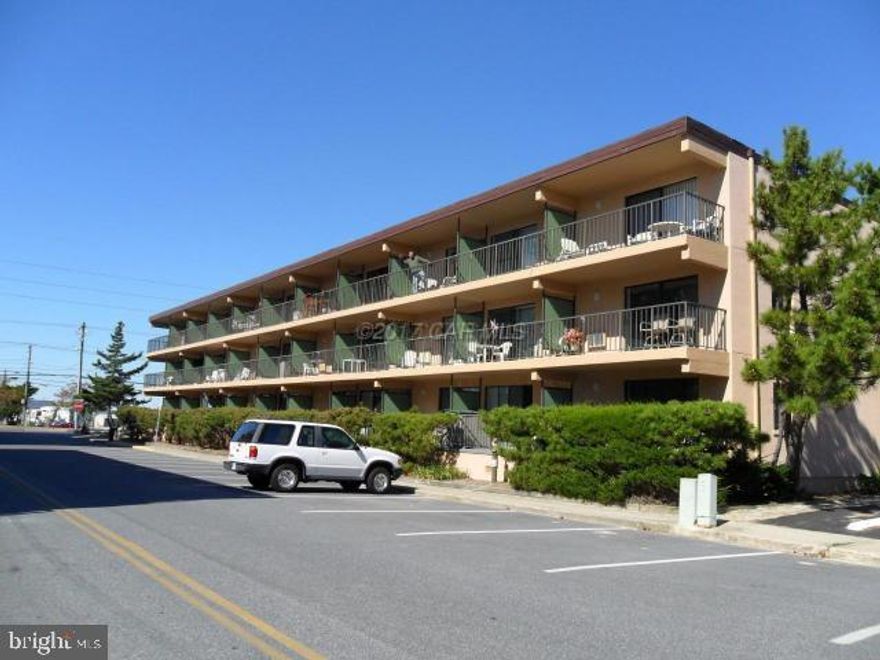 1 Bedroom Masonry Ocean Side Condo. 2nd Floor Unit and 2 Unit from East End of the Building . OceanView * Private Balcony *Off Street Parking *Close to Restaurants.  Currently Not a Rental.   Property sold "as is" ( seller will allow as is home inspection )
