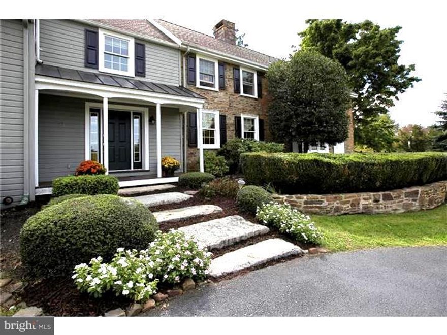 RESTORED Classic Stone Farmhouse AND Bank Barn with all the latest amenities! Home features Gourmet kitchen w/ working over sized fireplace hearth,Formal dining room,living room and  entrance room w views of pool and exposed stone walls.  13'ft cathedral/loft style Master suite, TV room, & office. 3 additional bedroom(1 w/ it's own full bath- the other 2 share hall full bath).  First floor fitness room,laundry/mudroom-access to 2 car heated garage.  Bright Solarium overlooking the inviting in-ground heated pool w/ spa & entertaining cabana.  The 11+  Acres  includes:7/8 stall Bank Barn, wash area, feed room, tack room and drive up hay loft, 4 pastures (with attached barn run-in) & Indoor Riding Arena w/ rubber footing. Outbuilding inc. 2 story over sized storage garage building, a separate carriage/guest house with 2 car over-sized garage, chicken coop, dog pen and extra turn out shed in far pasture.  **Sub-division possibilities and plans available!