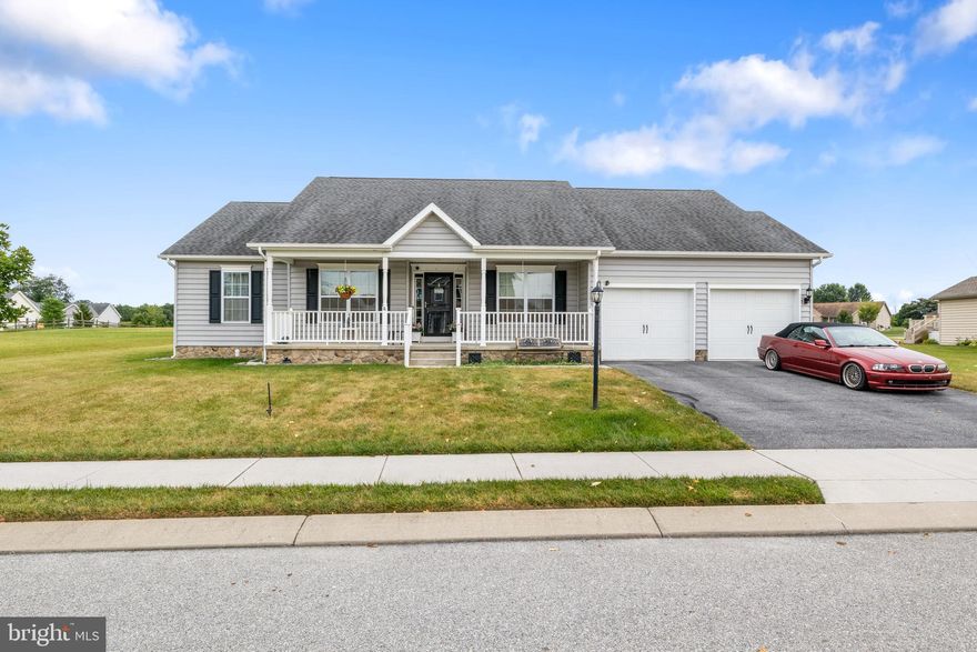 Don't miss out on this wonderful ranch home situated in a highly desirable neighborhood that rarely has homes for sale. This home offers many builder updates. Enter the front door into a lovely foyer with hardwood floors. The dining room is a generous size, featuring hardwood floors that flow seamlessly into a nicely sized kitchen with ample cabinet space and pull-out shelves. There are granite countertops with extra electrical outlets throughout. There is a lovely pantry cabinet, and all appliances are approximately 1 year old. There is recessed lighting and an eat-in area that is all open to the family room, featuring a cathedral ceiling with a ceiling fan and hardwood floors—plenty of room for entertaining. The Front room, which can serve as a formal sitting room or an office, features double doors, hardwood floors, and a ceiling fan. All hardware and curtains will remain.
To the right of the kitchen is the laundry/mud room, which features a washer and dryer. There is also a double-door pantry closet.   The primary suite is spacious, featuring carpet for added warmth and a ceiling fan. The primary bath offers a walk-in shower, double sinks, a soaking tub, and recessed lights. There is also a walk-in closet. This home also provides wide window sills. There are two more generously sized bedrooms with nice-sized closets. Both bedrooms have hardwood floors and ceiling fans. The basement is unfinished, waiting for your blueprint for extra living space, and there is a bilco door for outside access. The walls are insulated. The basement is also plumbed for a radon system and has a sump pump. Off the kitchen area is a large screened-in room with engineered wood and two ceiling fans. This room is great for morning coffee and family outings. The vents were all cleaned two years ago, and the HVAC was serviced this year. The shed also has electricity run to it.