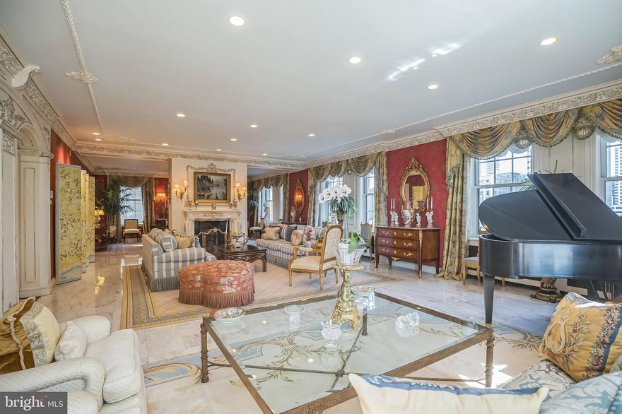 1800 Rittenhouse Square, 1101, A rare full floor offered for sale in this beautiful small-scale doorman building on Rittenhouse Square. 3,716 square feet of luxury living designed by interior designer Barbara Eberlein. This remarkable home faces Rittenhouse Square with windows across the entire front of the building. The elegant entertaining spaces include a huge living room, separate formal dining room, a real fireplace, adjoining room with dramatic custom bar and seating. Additionally, there are 4 bedrooms, 4 1/2 baths, and a large eat in cooks’ kitchen, + an outdoor balcony. Bespoke features such as hidden doors separating the primary suite from the other living spaces.   The suite itself has a large bedroom, a sitting room with fireplace, a natural light filled bathroom with window, make up area and ample closets. Direct entry from the elevator into your entire condominium home adds to the feeling of exclusivity. Unit #1101 shall include the entire Service Balcony bearing that Unit' designation on the Declaration Plans. All non-structural maintenance and repair to the Service Balconies shall be the responsibility and expense of those Units of which they are a part, or which have a right to use such Balcony or portion thereof. This is a Non-smoking Building