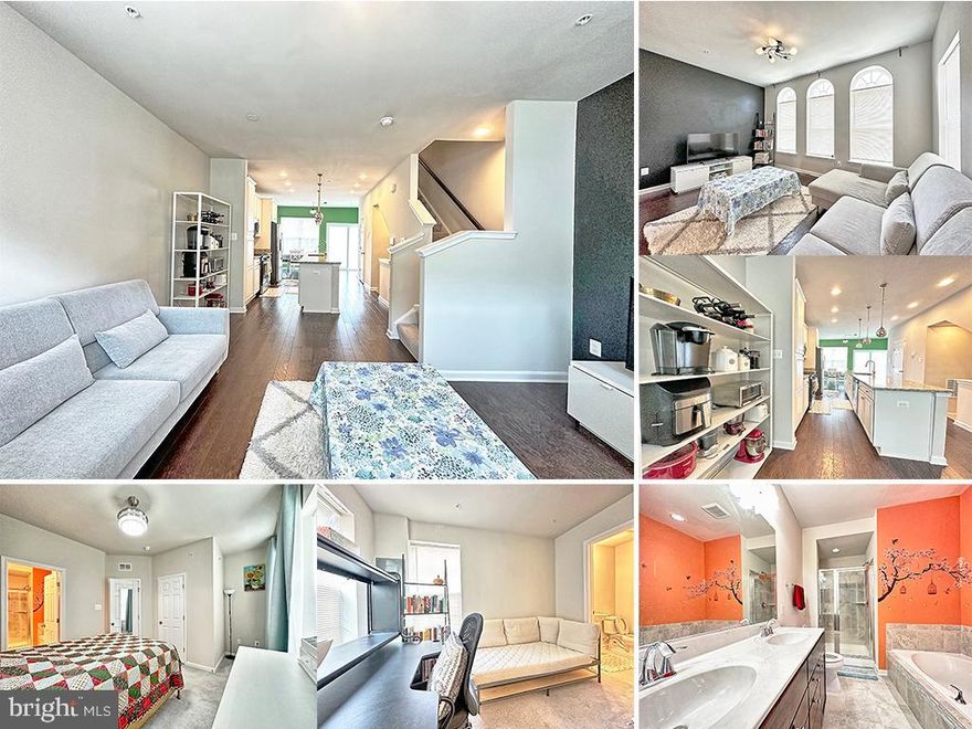 There's another 7101 property 2 blocks down, so please look for the one with the realtor sign next to it. Four years young! Welcome to this beautiful 3 BR/3 Full BA/1 Half BA townhome in the highly sought after Brickyard Station featuring an open floor plan with gourmet kitchen, trendy white kitchen cabinets, granite counters, backsplash, huge center island, stainless steel appliance, custom trim/moldings, 1-car garage, one bedroom on entry level with abundant light, large owners suite with the convenience of having laundry on the same floor and two good sized bedrooms! Brick Yard Station offers an amenity filled community with an outdoor pool, clubhouse, gym, walking trails, pocket parks, village greens, volleyball courts, and a central lake. HOA covers lawn maintenance too. Perfect for commuters!  Ideally located right next to the Muirkirk MARC station, minutes to the ICC< 95, 495, 295, and future Konterra Town Center. Close to everything you can possibly imagine. Don't miss out on being in this incredible neighborhood ! Come and See before it's gone! Floorplan measurements are approximate.