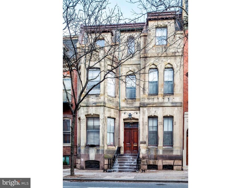 Unique opportunity to own an unbelievable 5 bedroom, 6.2 bath, double-wide, Historic Rittenhouse Square Mansion, designed by Philadelphia's most Prolific Architect, Frank Furness, during the late 1800s. This 33 foot wide, 5,000sf home has preserved the historic, original details including the Furness Ornament and Wainscoting and the stairwell skylight. This home also features an expanded courtyard, four car parking, soaring ceilings, dramatic windows, ornate fireplaces, wood floorings and impeccably elegant rooms throughout, including a formal living room, formal dining room, family room and a library. Located in the prestigious Rittenhouse Square neighborhood, convenient to the best that Center City has to offer, including shops, restaurants, parks, bars, the business district, transportation and more. This Furness masterpiece is truly a rare find... do not miss this once in a lifetime opportunity. Furnished photos are from a previous year.